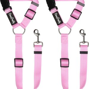 PawsPawty – Paquete de 2 cinturones de seguridad para perros, ajustable, tela de nailon, correas de seguridad para automóvil, arnés para perros, PawsPawty – Paquete de 2 cinturones de seguridad para perros, ajustable, tela de nailon, correas de seguridad para automóvil, arnés para perros,