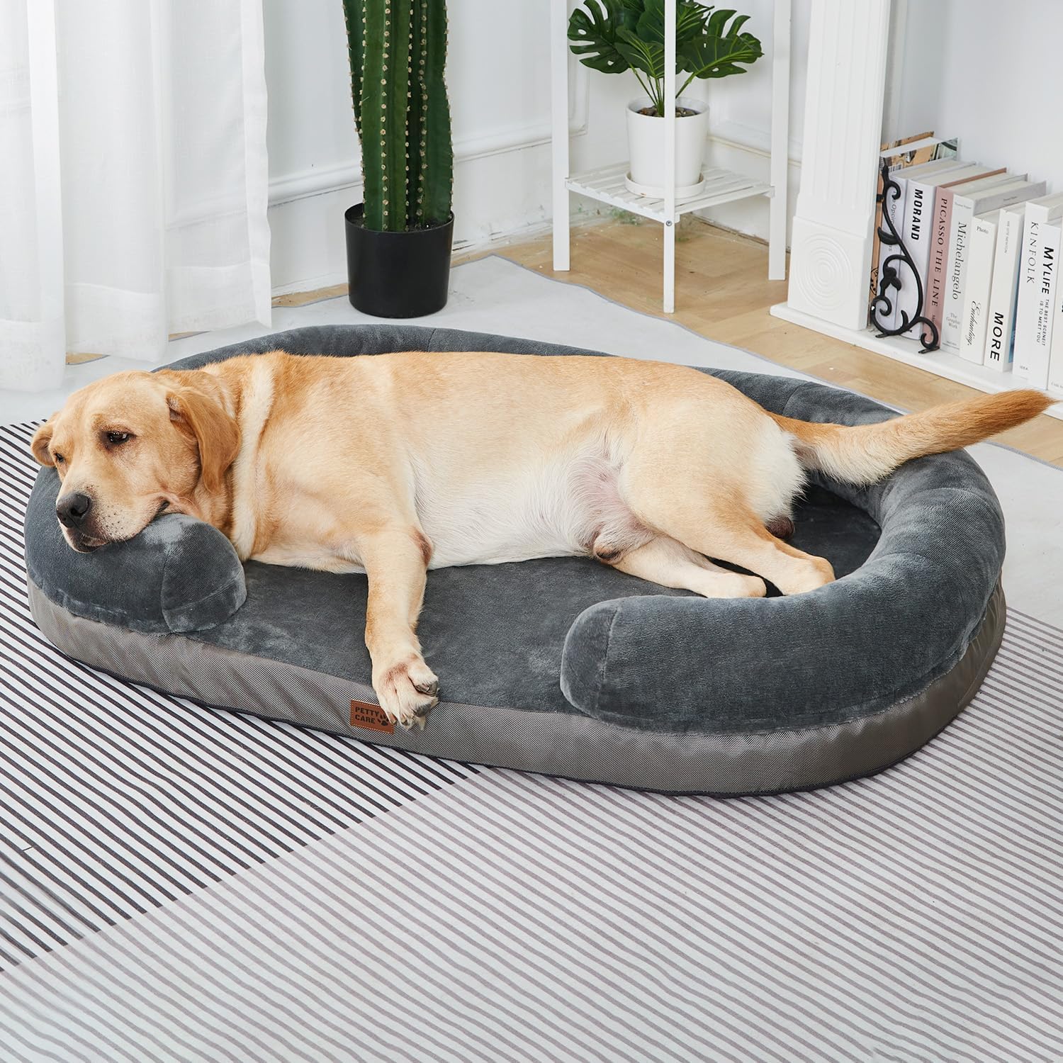 Cama ortopédica para perros extra grandes con espuma viscoelástica, cama impermeable para mascotas, sofá suave con funda extraíble lavable, parte