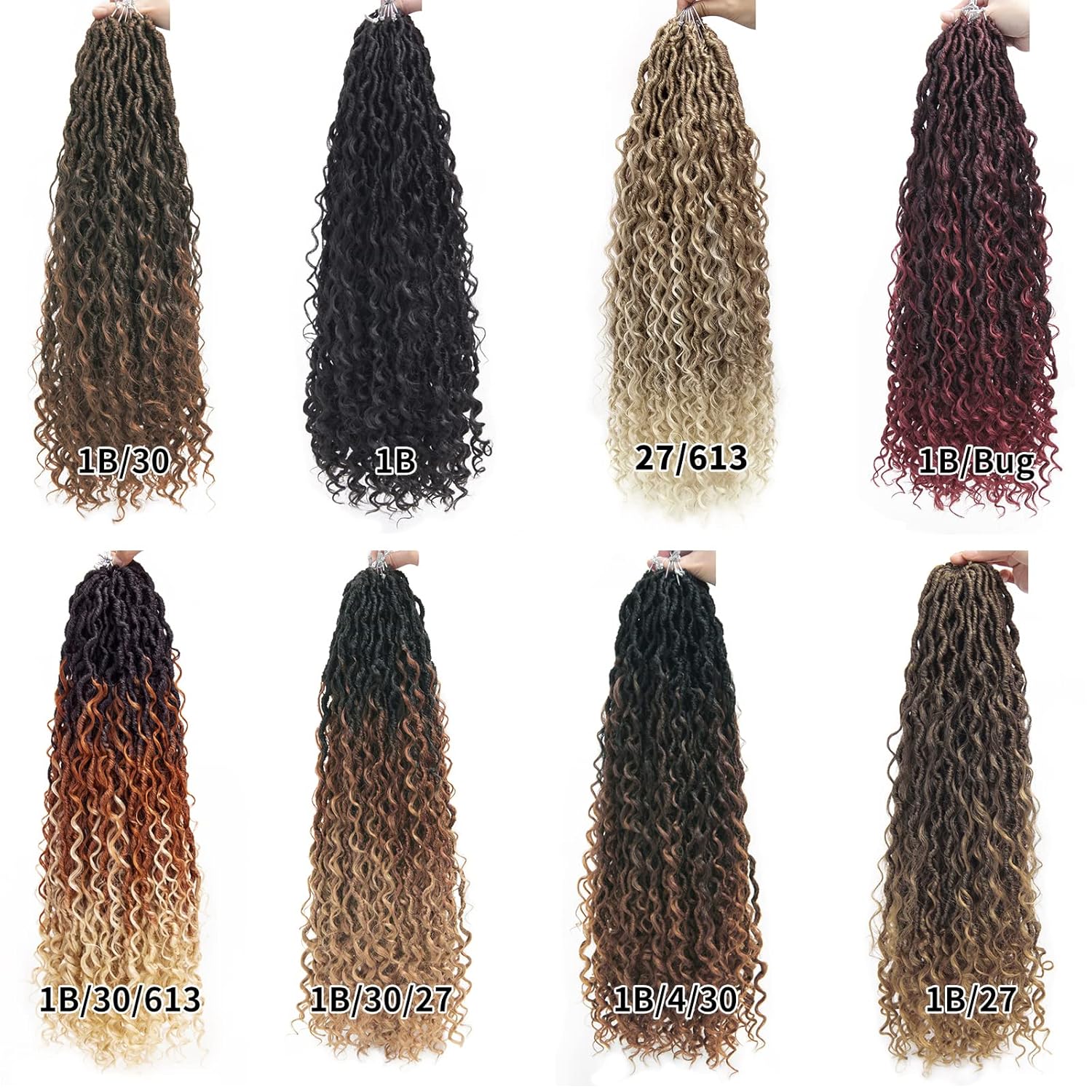 Goddess Locs – Cabello de ganchillo de 26 pulgadas, rizado sintético, 6 paquetes de rastas de río previamente enrolladas, trenzas de ganchillo