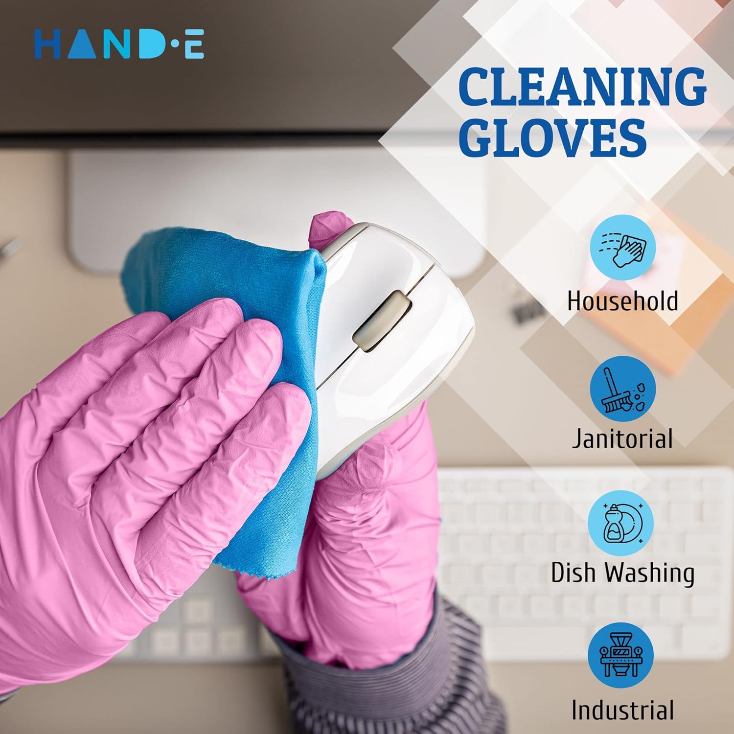 Hand-E Touch Guantes desechables de nitrilo rosa – Esteticista, tecnología de uñas, tinte para el cabello y estilista, guantes de limpieza