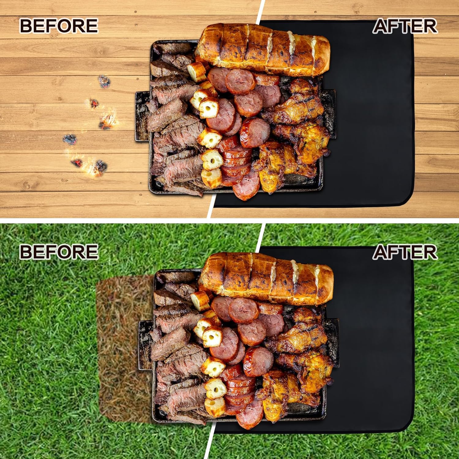 SUITMAT Tapete de parrilla para parrilla al aire libre, tapete de parrilla ignífugo de doble cara para proteger tu mesa de parrilla, tapete