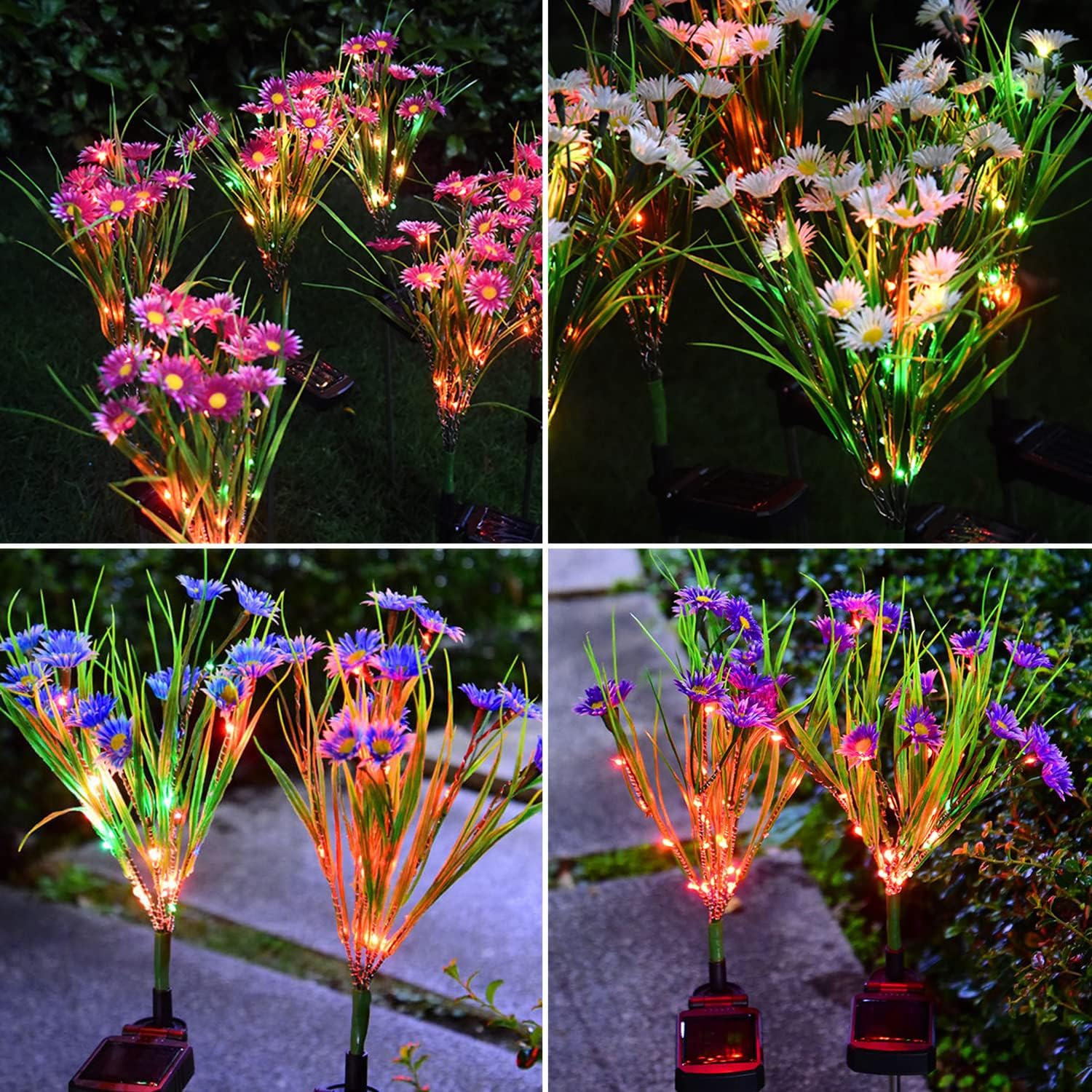 Luces solares de jardín, luces de camino de flores impermeables para exteriores, luces de jardín alimentadas por energía solar, impermeables, para