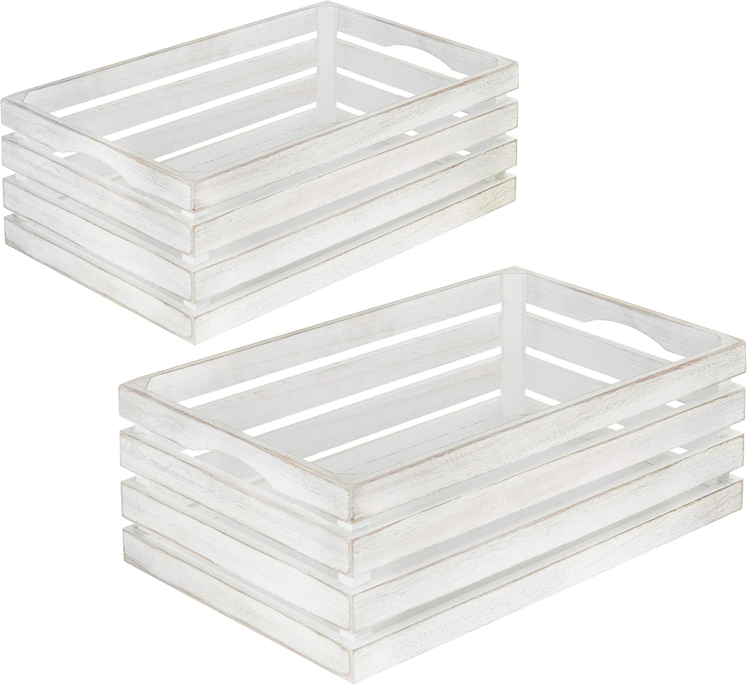 MyGift Caja de almacenamiento decorativa de madera blanqueada vintage, cajas de anidación, juego de 2