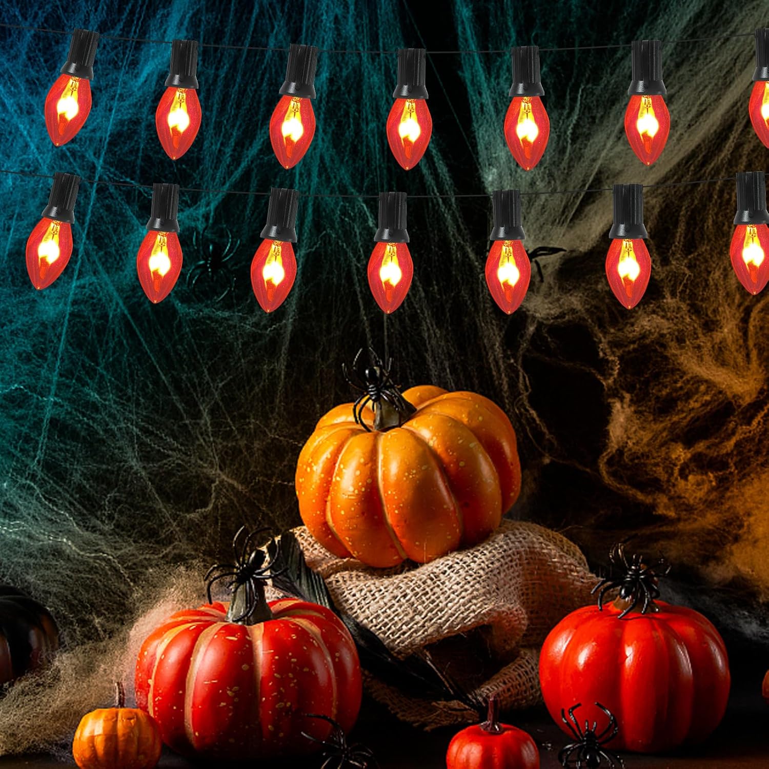 Cadena de llama transparente C7 de 25 pies para exteriores e interiores, para Navidad, Halloween, 25 bombillas C7 (más 2 bombillas adicionales) 1 W,