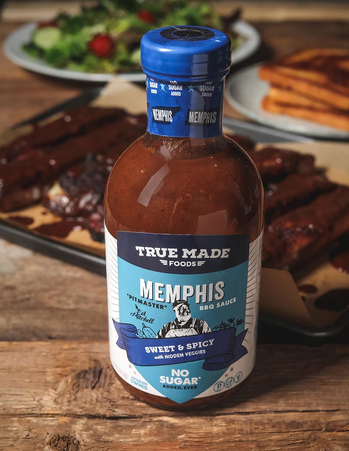True Made Foods Memphis Style Salsa para barbacoa, dulce y picante, sin azúcar añadido, Keto, Whole30, Paleo (18 onzas, 1 paquete)