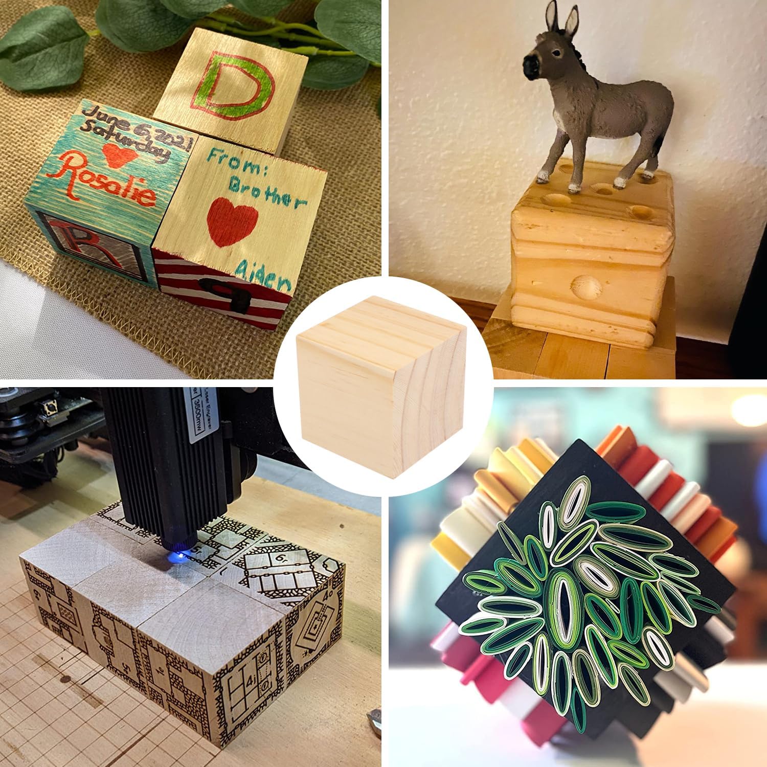 Paquete de 20 bloques de madera para manualidades, cubos de madera de pino de 2.36 pulgadas, cubos de madera de 2.4 x 2.4 x 2.4 in para pintura,