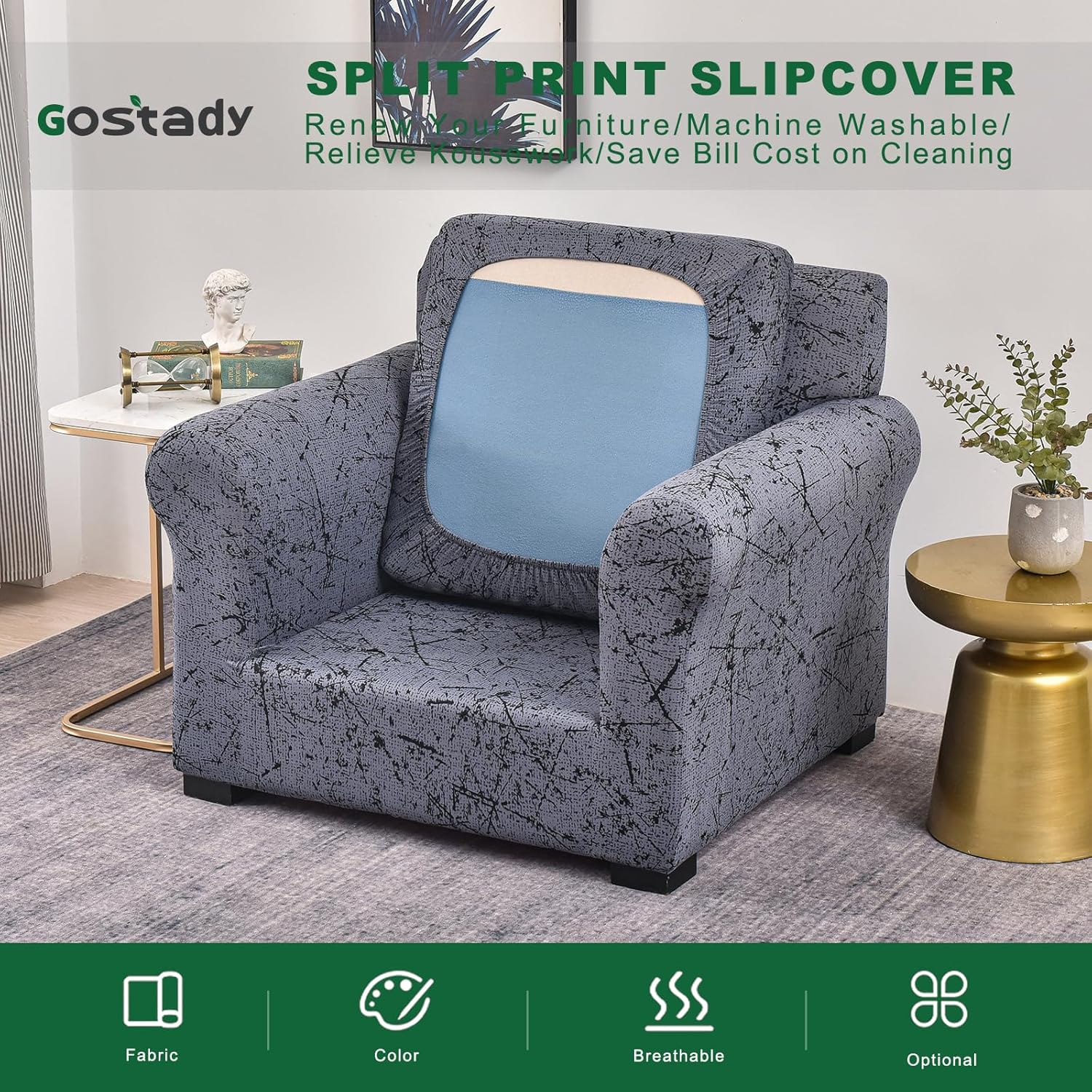 GOSTADY Funda elástica para sofá de 2 piezas, fundas de sofá de jacquard con parte inferior elástica, protector de muebles para sala de estar,