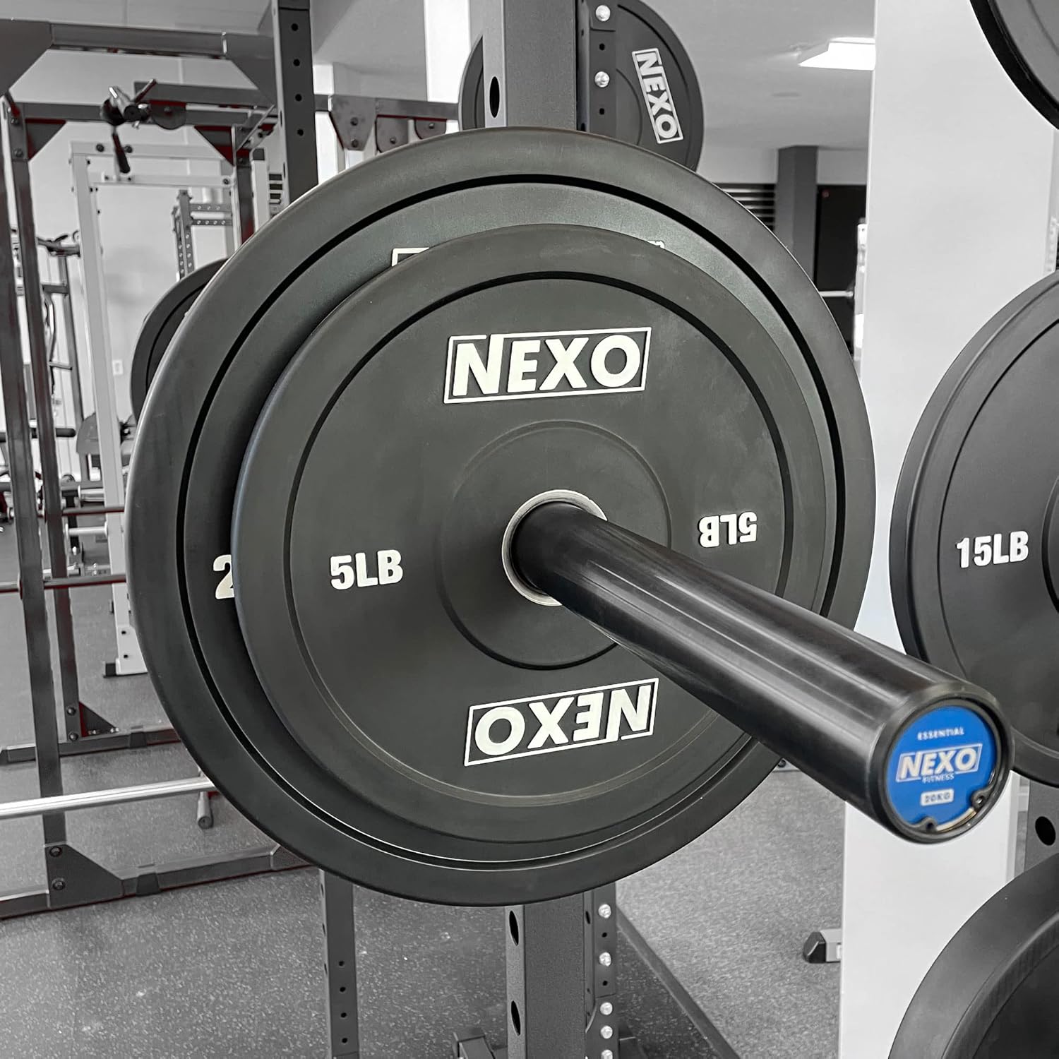 NEXO – Par de discos de goma para parachoques de 5 libras, acabado mate de alta calidad, 2 placas de peso de entrenamiento cruzado de 5 libras