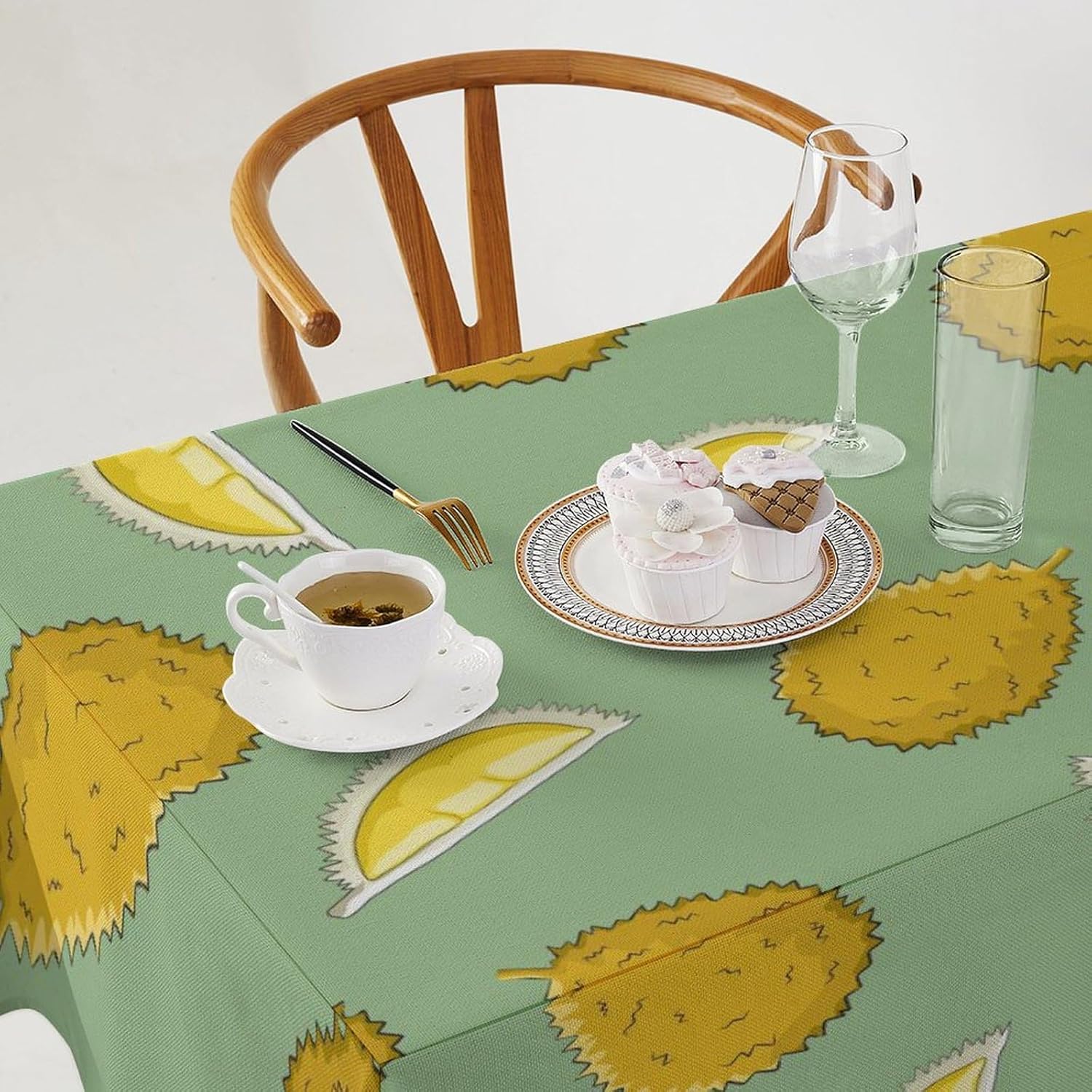 Mantel de picnic con estampado natural de frutas frescas, 55 x 55 pulgadas, manteles negros de tela para fiestas para comedor, cocina, decoración de