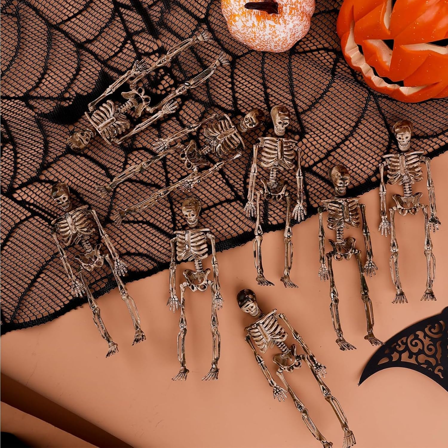 8 piezas de esqueleto de cuerpo completo de Halloween de 5.9 pulgadas, mini figuras de esqueleto, decoración colgante de casa embrujada, accesorios