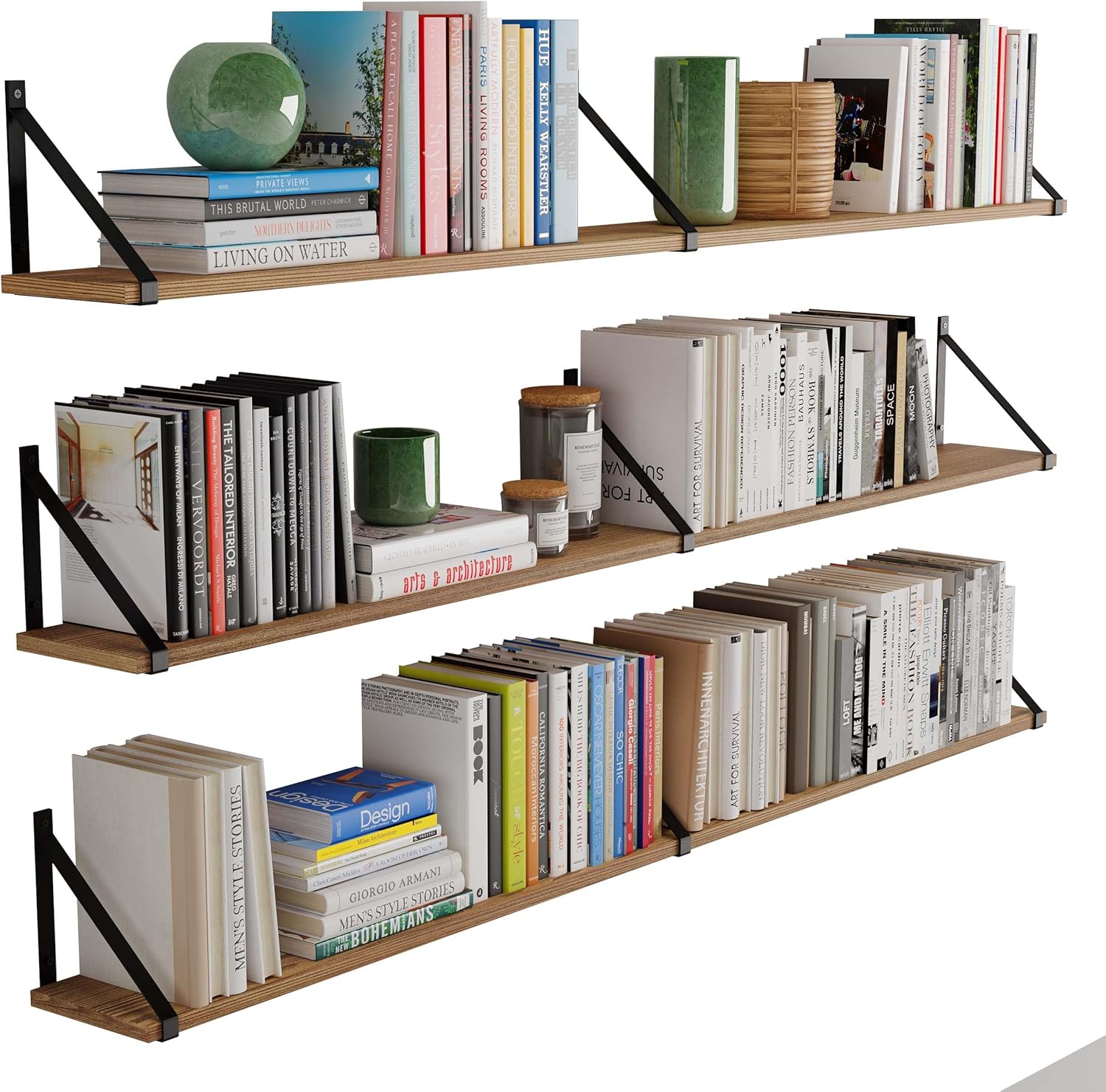 Wallniture Bora – Estantes flotantes rústicos de 60 x 6 pulgadas para almacenamiento en pared, estantes de pared para dormitorio, oficina y cocina,