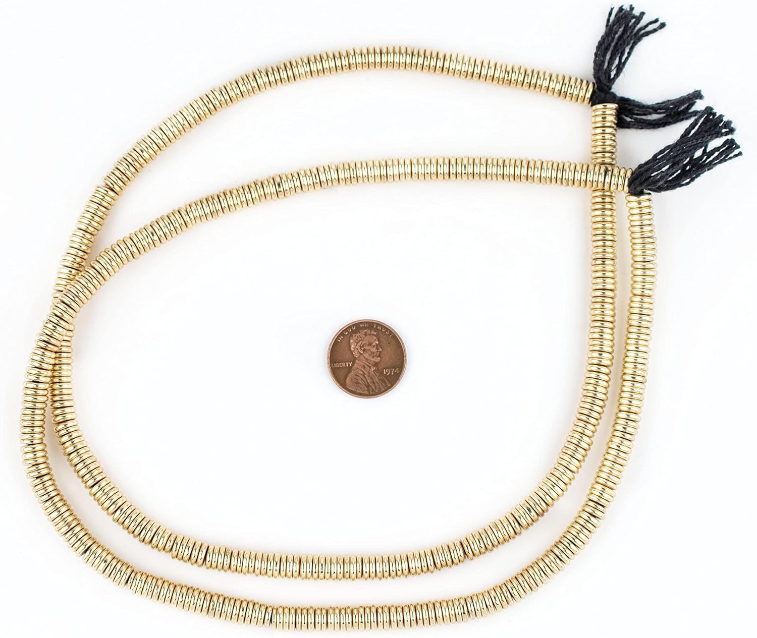 TheBeadChest – Cuentas Heishi doradas extragrandes lisas de 0.236 in de latón con agujero grande de 16 pulgadas