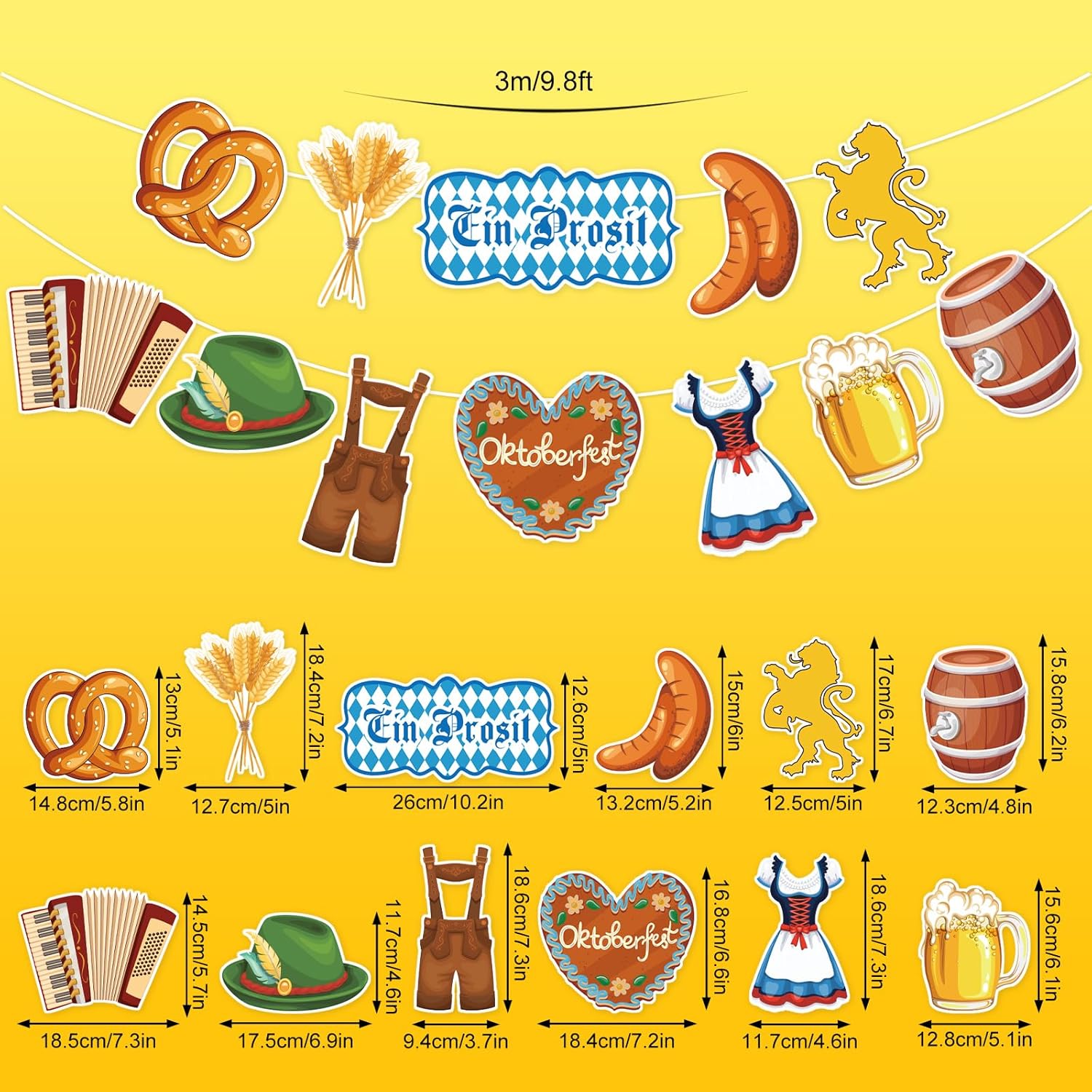 Whaline Guirnalda de pancartas de Oktoberfest alemán bávaro de papel para colgar, decoración de fiesta de Oktoberfest para accesorios de fotos,