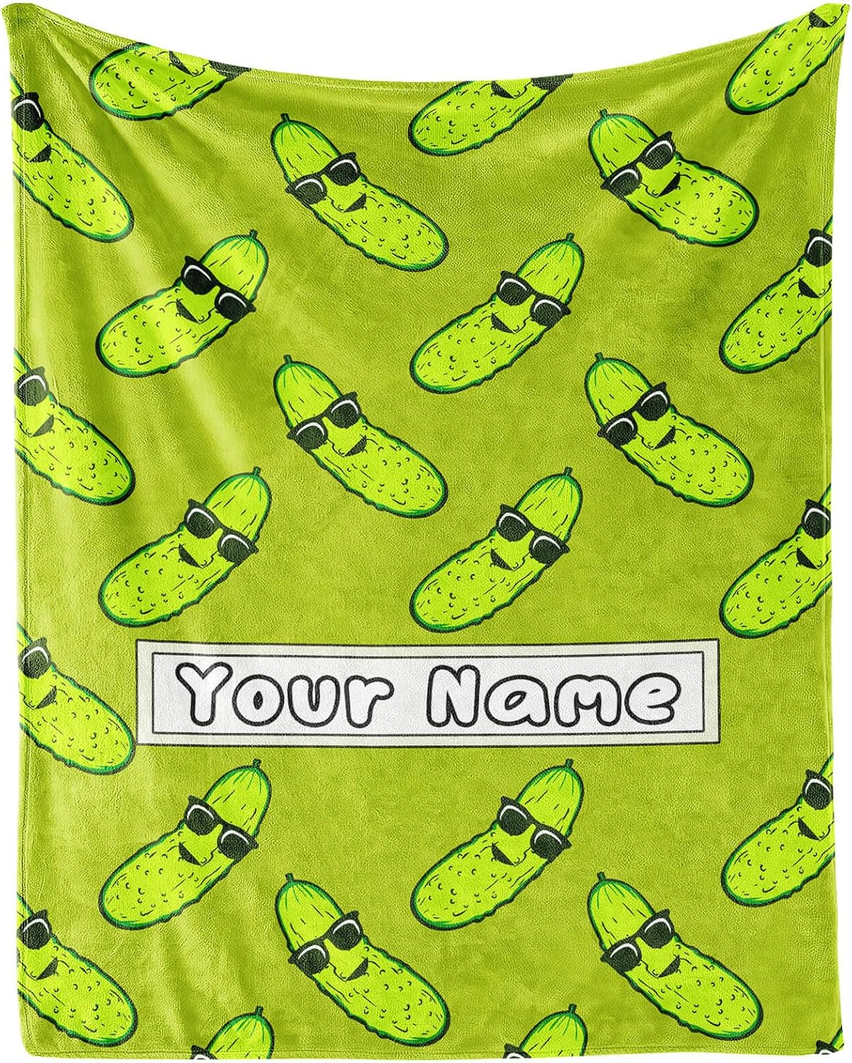 Manta personalizada de pepinillo para adolescentes, tamaño manta de 50 x 60 pulgadas, manta suave, esponjosa y acogedora, manta decorativa verde