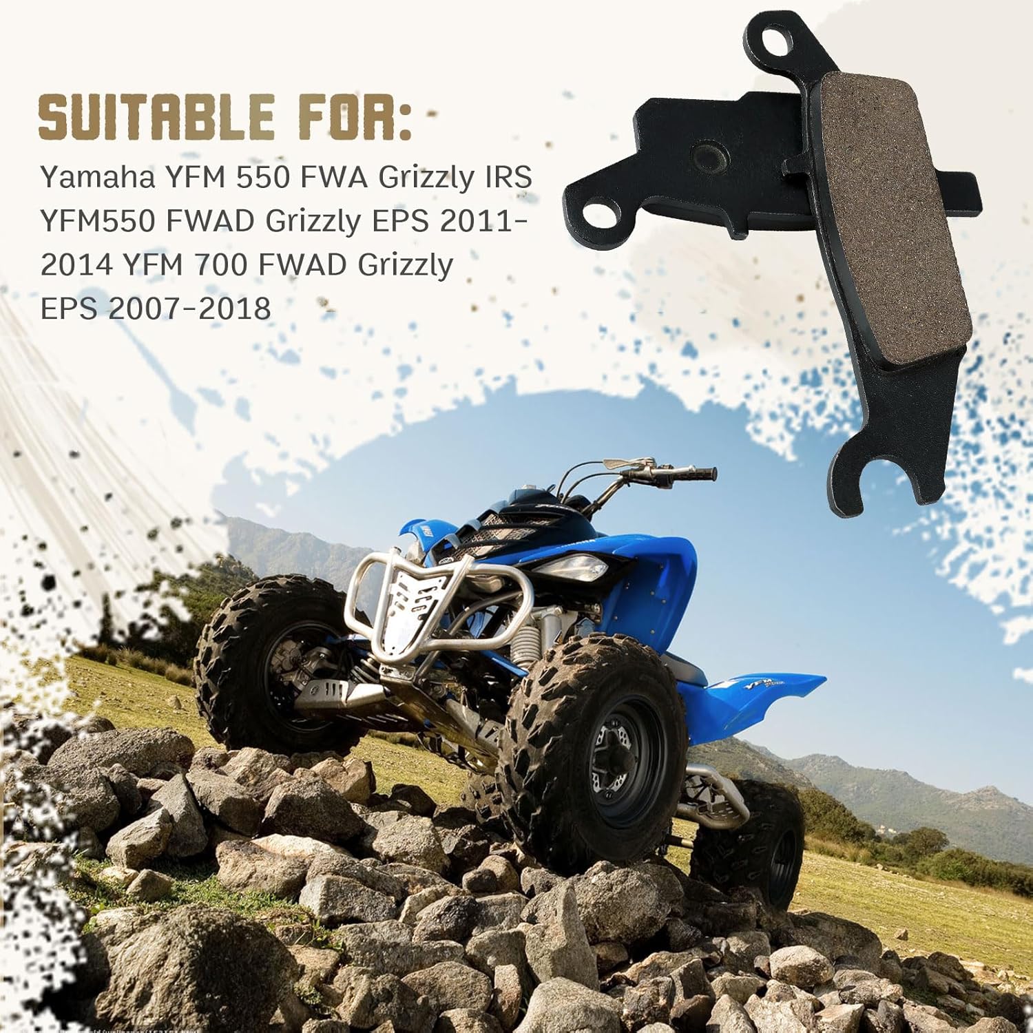 Cyleto Pastillas de freno delanteras y traseras para YAMAHA Grizzly 700 YFM700 YFM 700 2007-2022 Grizzly 550 YFM550 YFM 550 2009-2014