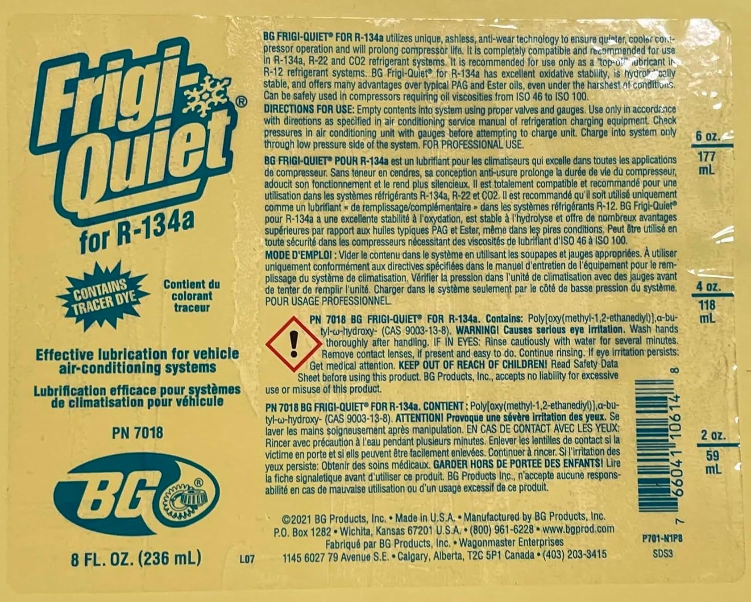 Smilyeez Listado de BG Frigi-Quiet AC Compressor Oil with Dye PN 7018 AC Compressor Oil & Dye Combo (2 botellas) con destornillador de bolsillo