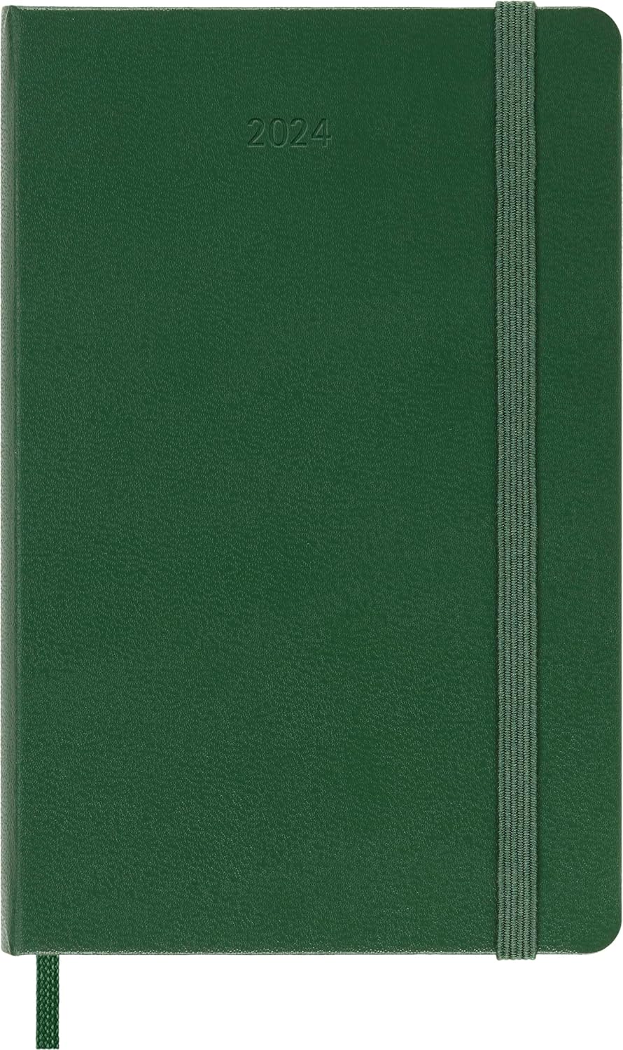 Moleskine Agenda diaria 2024, 12M, bolsillo, verde mirto, tapa dura (3.5 x 5.5)