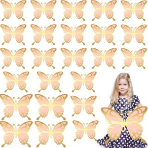 24 piezas de decoración de fiesta de mariposa grande 3D, decoración de pared de mariposa de papel de 2 capas de papel de mariposa gigante de 24 piezas de decoración de fiesta de mariposa grande 3D, decoración de pared de mariposa de papel de 2 capas de papel de mariposa gigante de
