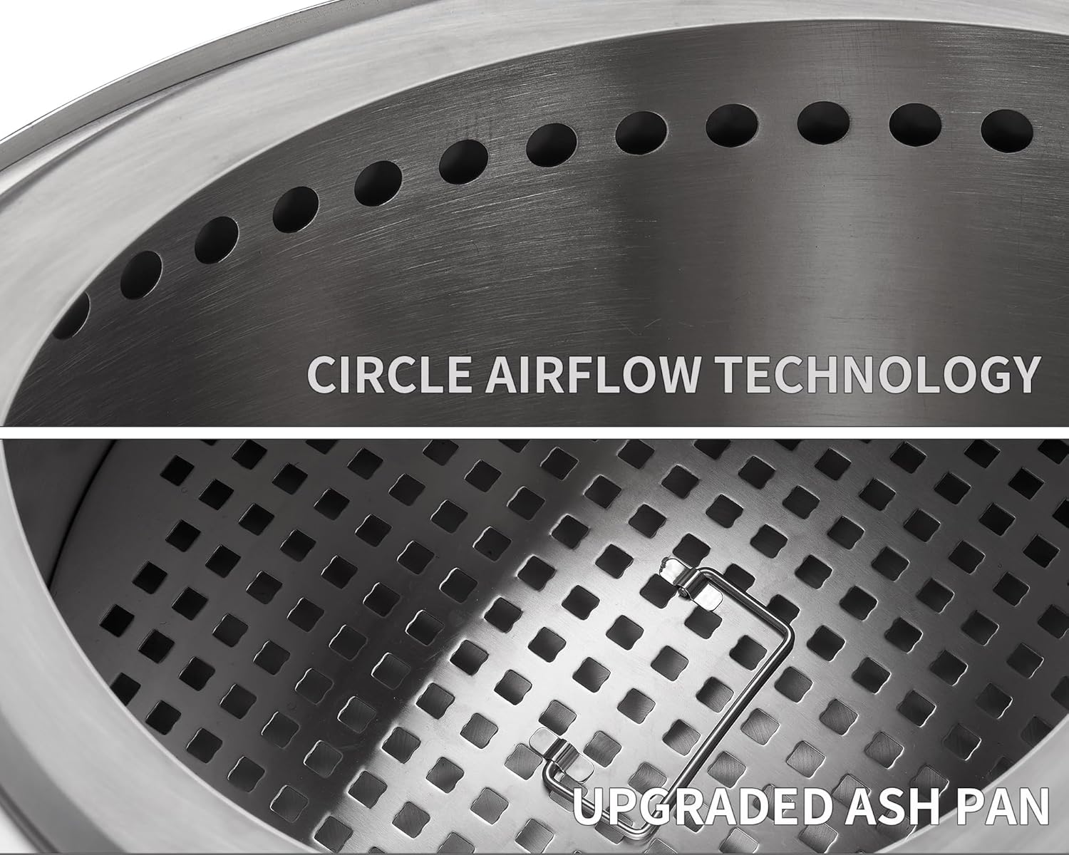 PANDAHOME Fogata sin humo con cenicero extraíble  Chimenea portátil de leña con soportes, hoguera XL al aire libre para campamento, acero inoxidable
