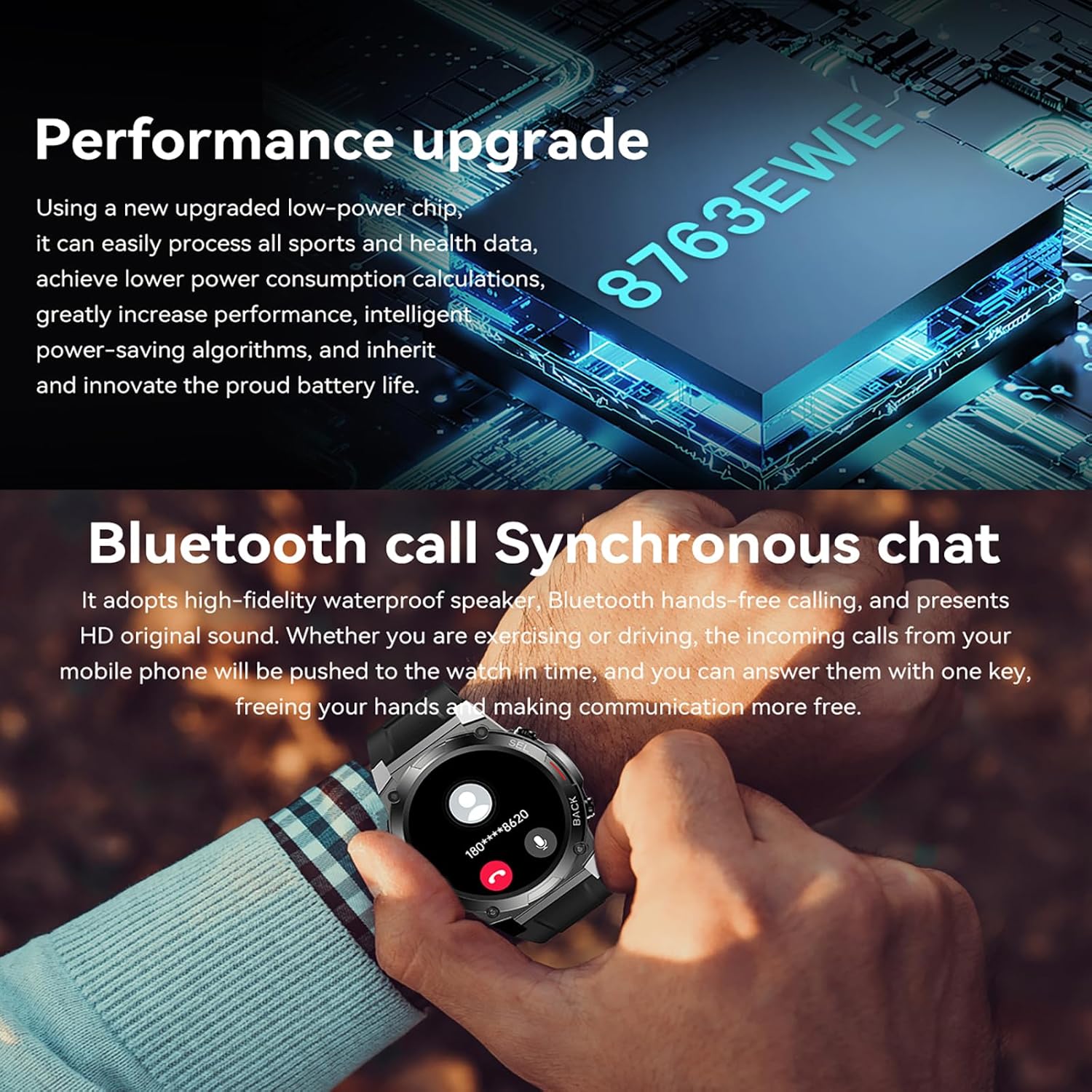 YERAD Gard Pro Ultra 2+ Smartwatch, 1.43 pulgadas AMOLED Militar Smart Relojes para Hombre (RespuestaHacer Llamada), 400mAh IP68 Fitness Tracker con