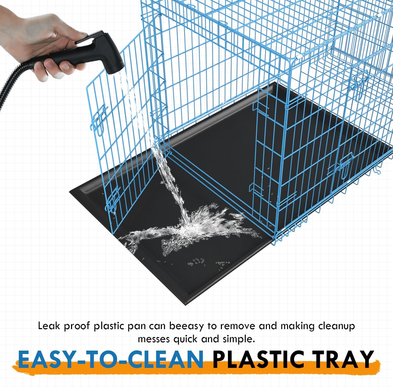 PayLessHere Jaula grande para perros medianos y grandes, jaula de metal para perros de doble puerta, plegable, para interiores y exteriores, con