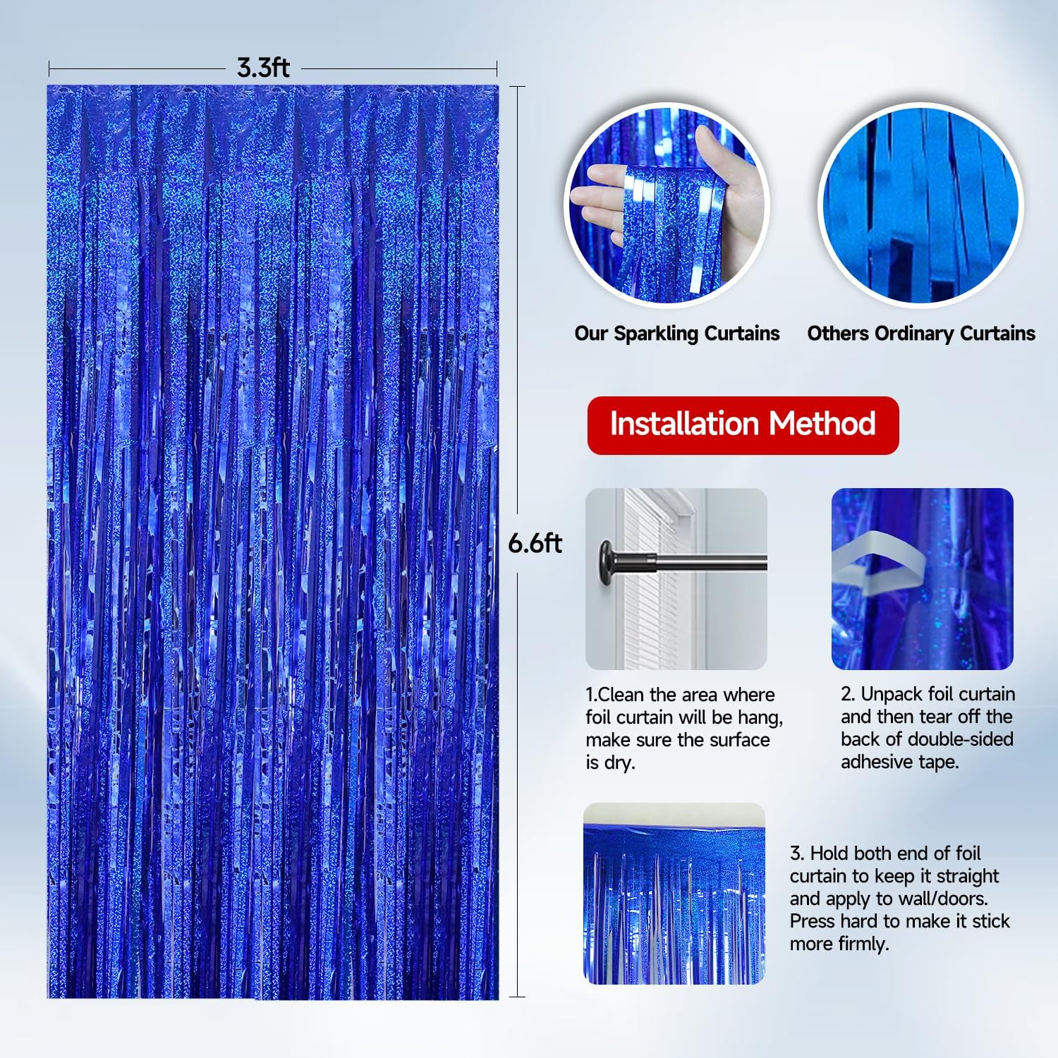 QRabbit Paquete de 4 cortinas de flecos de papel de aluminio morado, serpentinas metálicas de oropel para fiesta, telón de fondo brillante para