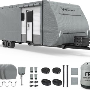 VIGORVAN Funda mejorada para caravana, cubierta extra gruesa para remolque de viaje, funda duradera para autocaravana de 24 pies 1 pulgada a 27 pies VIGORVAN Funda mejorada para caravana, cubierta extra gruesa para remolque de viaje, funda duradera para autocaravana de 24 pies 1 pulgada a 27 pies