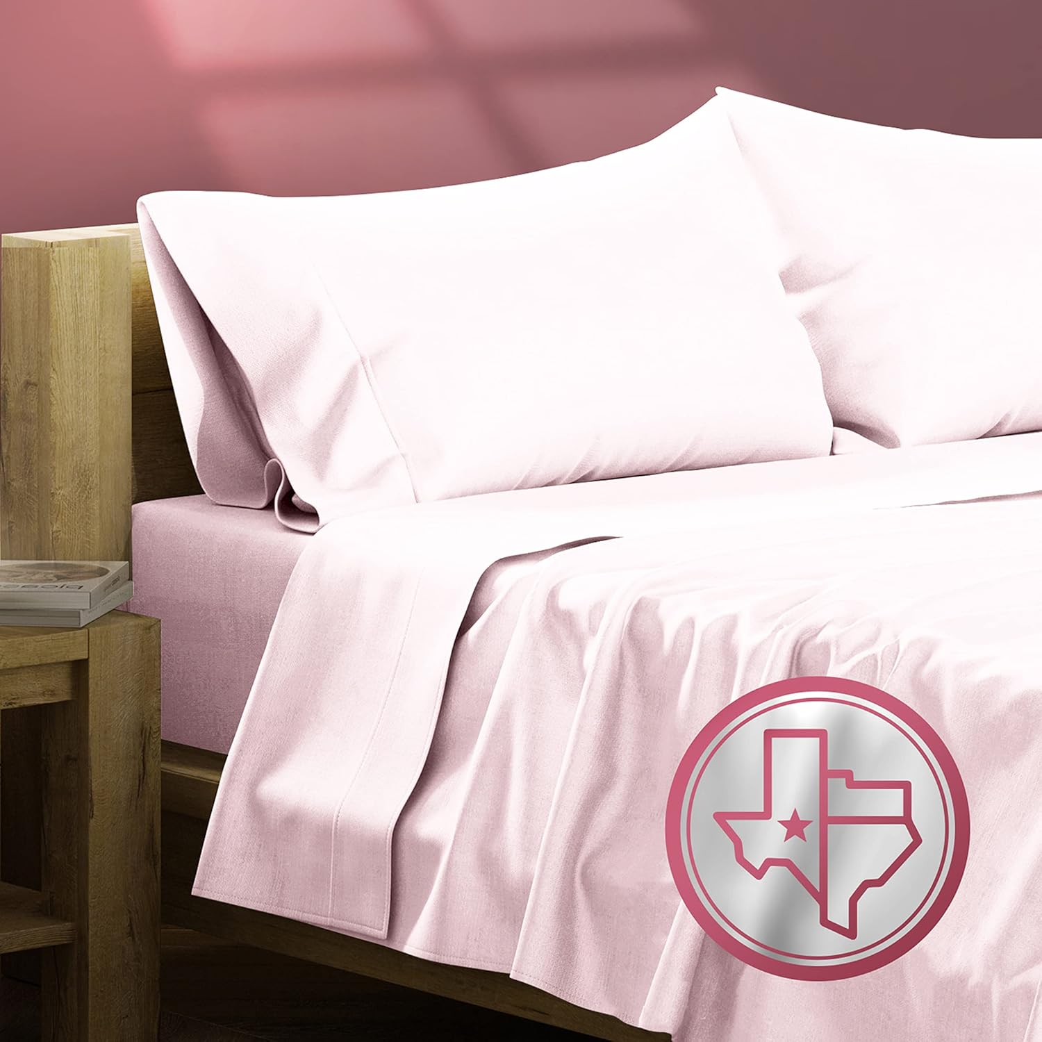 Comfy Sheets – Juego de sábanas con tejido de satén, bolsillo profundo y 100% algodón egipcio de 800 hilos, Blush, Completo