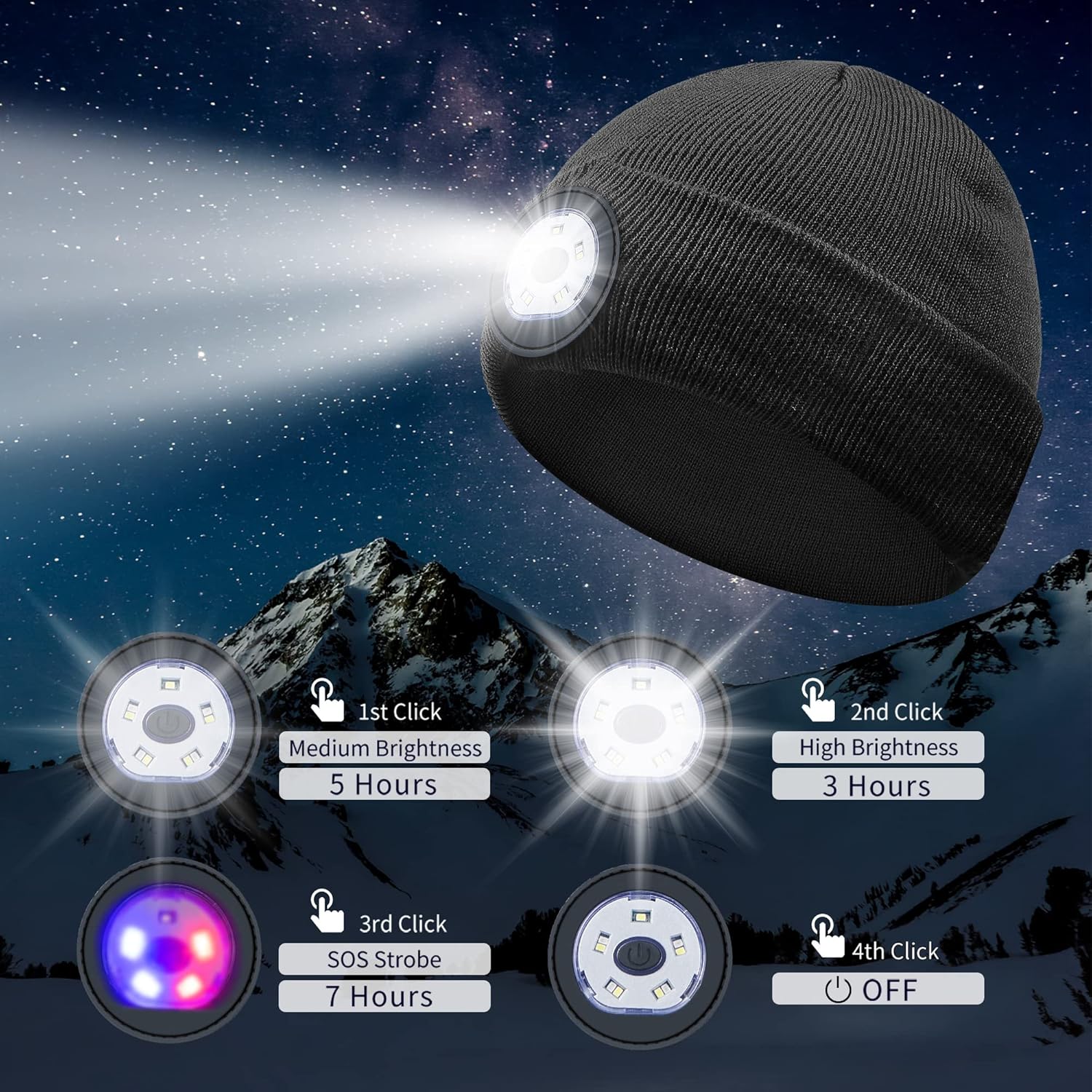 Gorro para niños con luz incorporada, gorro de punto de invierno con auriculares inalámbricos y regalos de tecnología ligera para niños y niñas