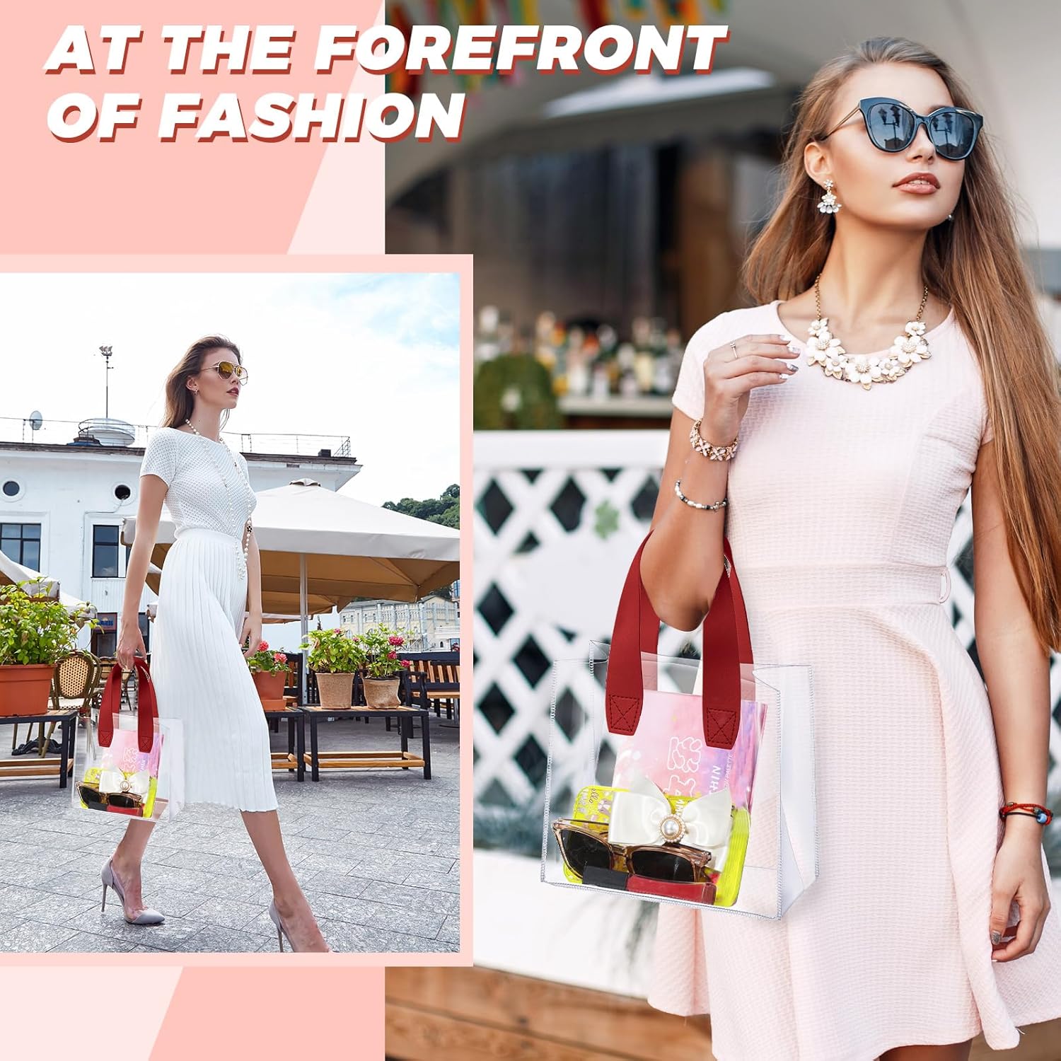 Sweetude 24 bolsas de regalo transparentes con asa, pequeñas bolsas de regalo transparentes reutilizables y resistentes a granel para bodas,