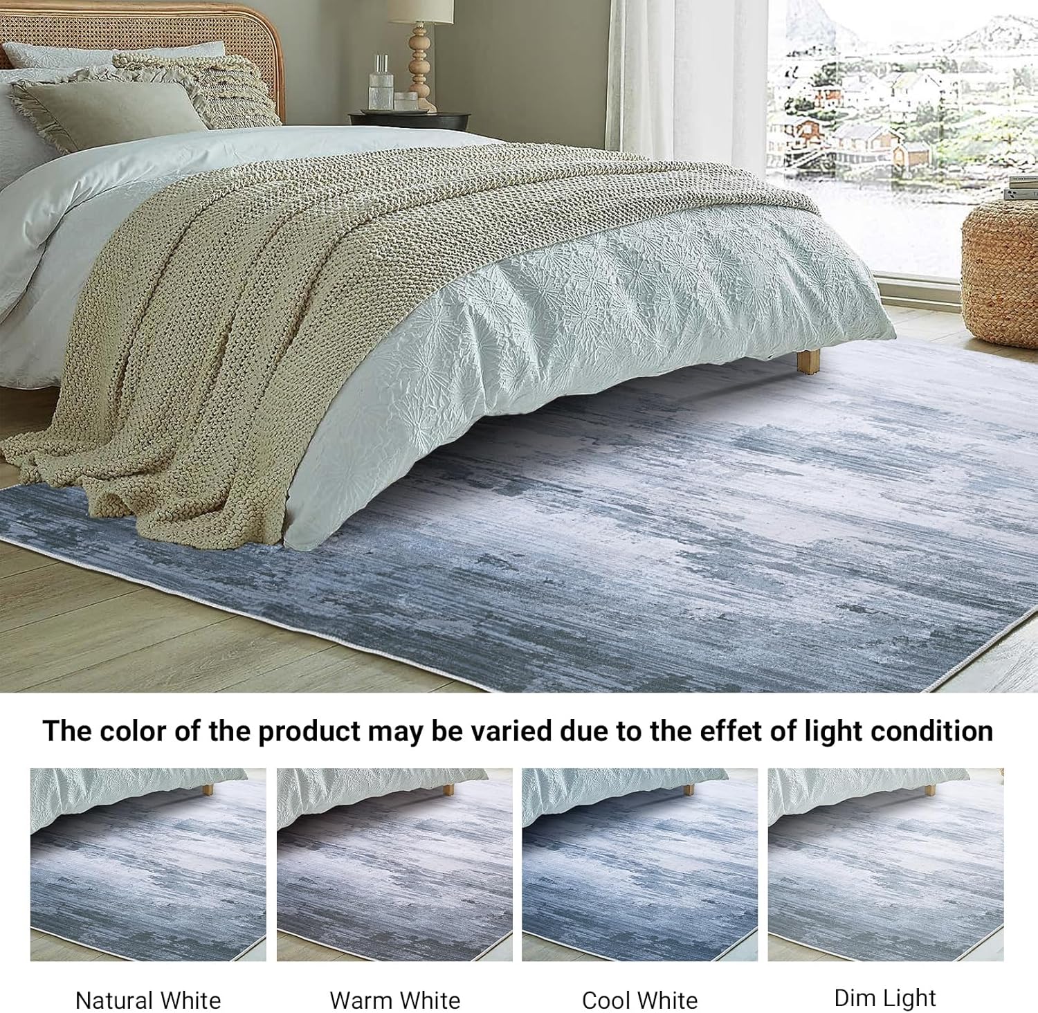 HOMBYS Alfombra moderna de 9 x 12 pies para sala de estar, dormitorio, alfombra grande de estilo bohemio con respaldo antideslizante para
