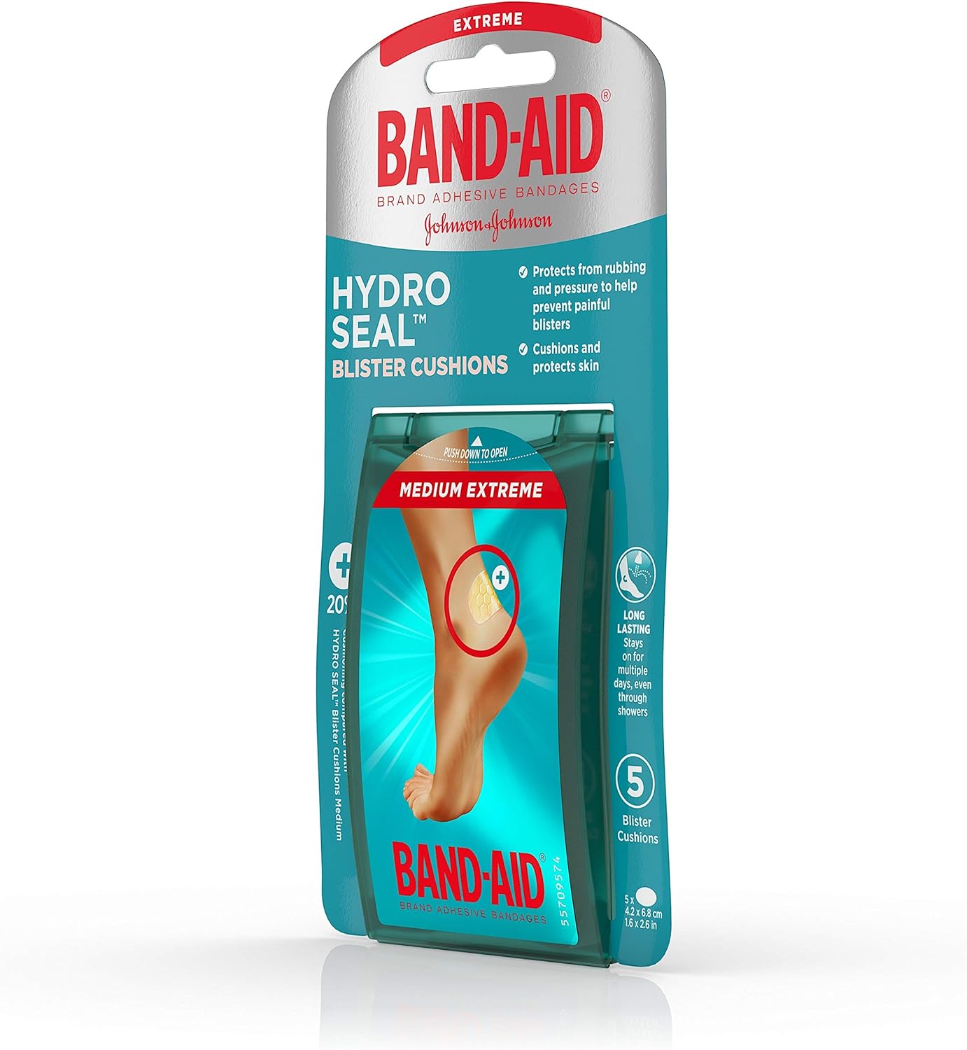 Band-Aid Brand Hydro Seal – Vendajes de cojín blíster, almohadillas adhesivas impermeables, medianas, 5 unidades (paquete de 2)
