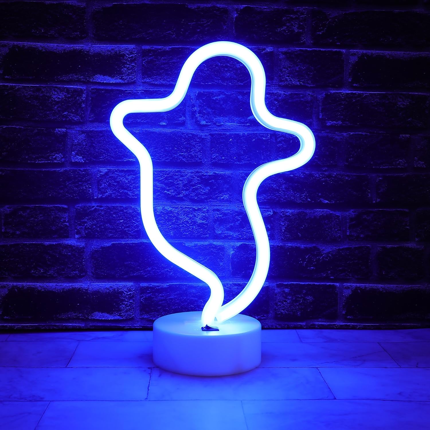 Luz de neón fantasma, luz de neón con pilas USB o 3 AA, decoración de mesa de luces LED, decoración de pared para dormitorio de niñas, regalo de