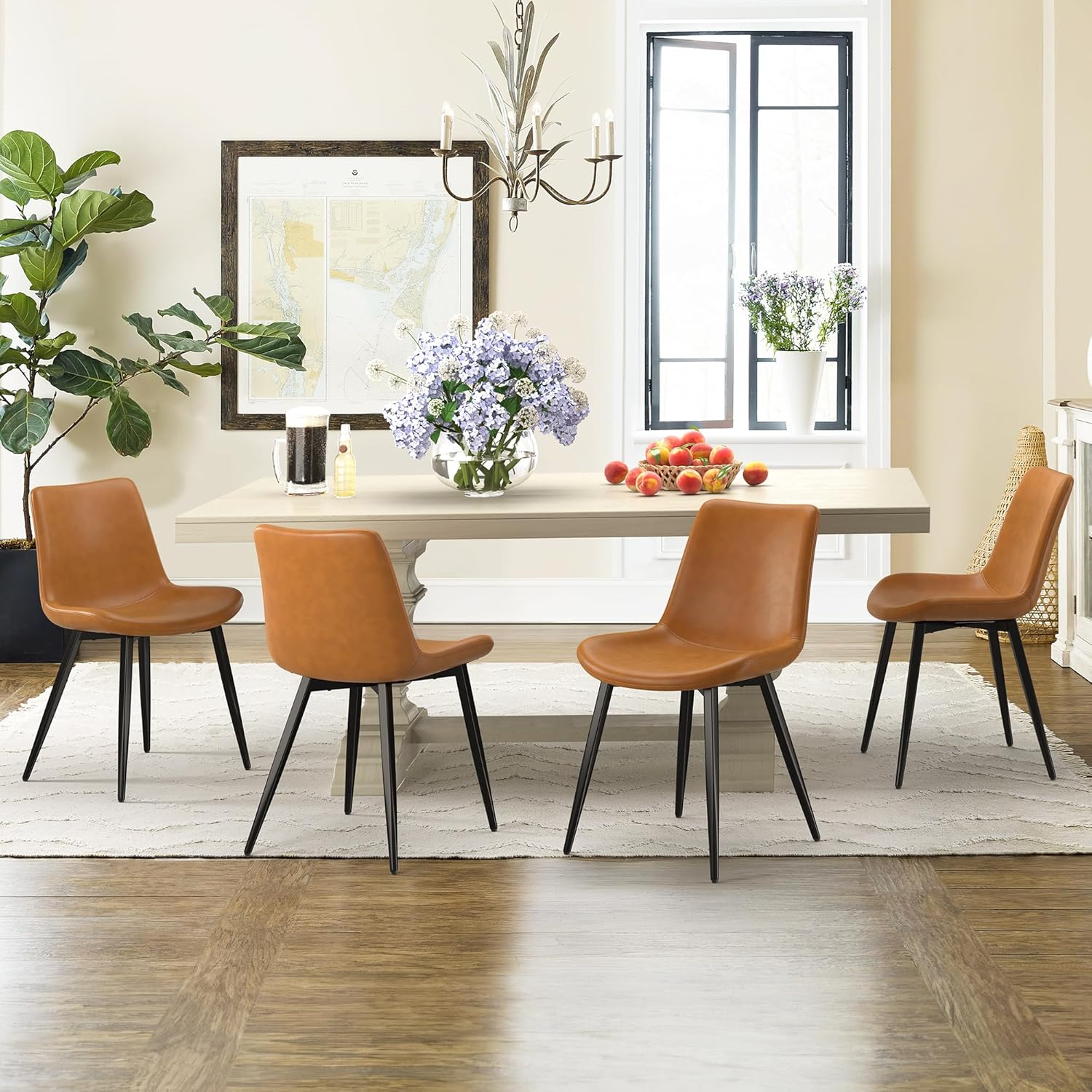 Cozyman Sillas de comedor, juego de 2 sillas de comedor de piel sintética, sillas de cocina y comedor de 18 pulgadas, silla auxiliar moderna con