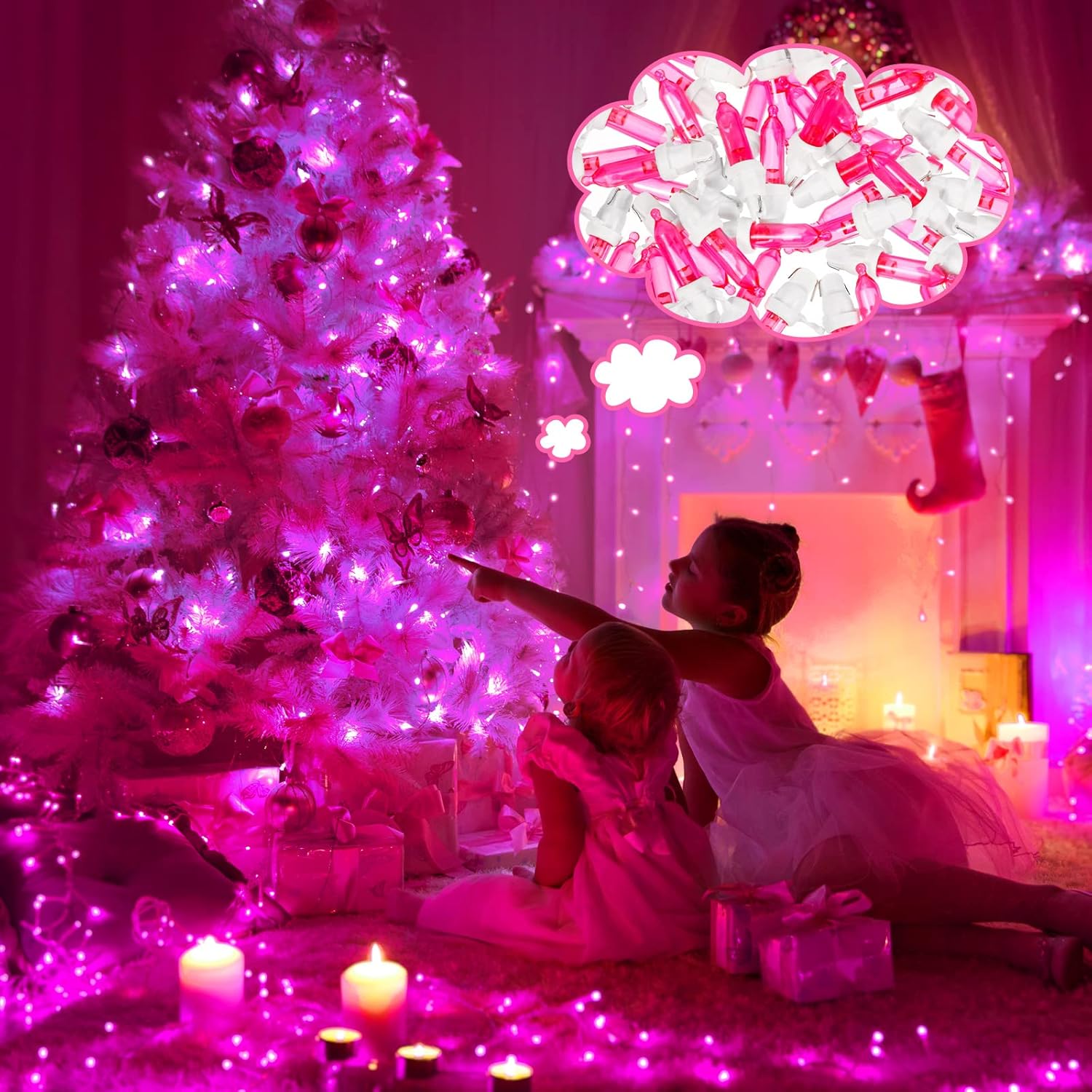 60 bombillas LED de repuesto para Navidad, mini bombilla LED de gran angular para árbol de Navidad, bombilla de repuesto para decoración de fiesta