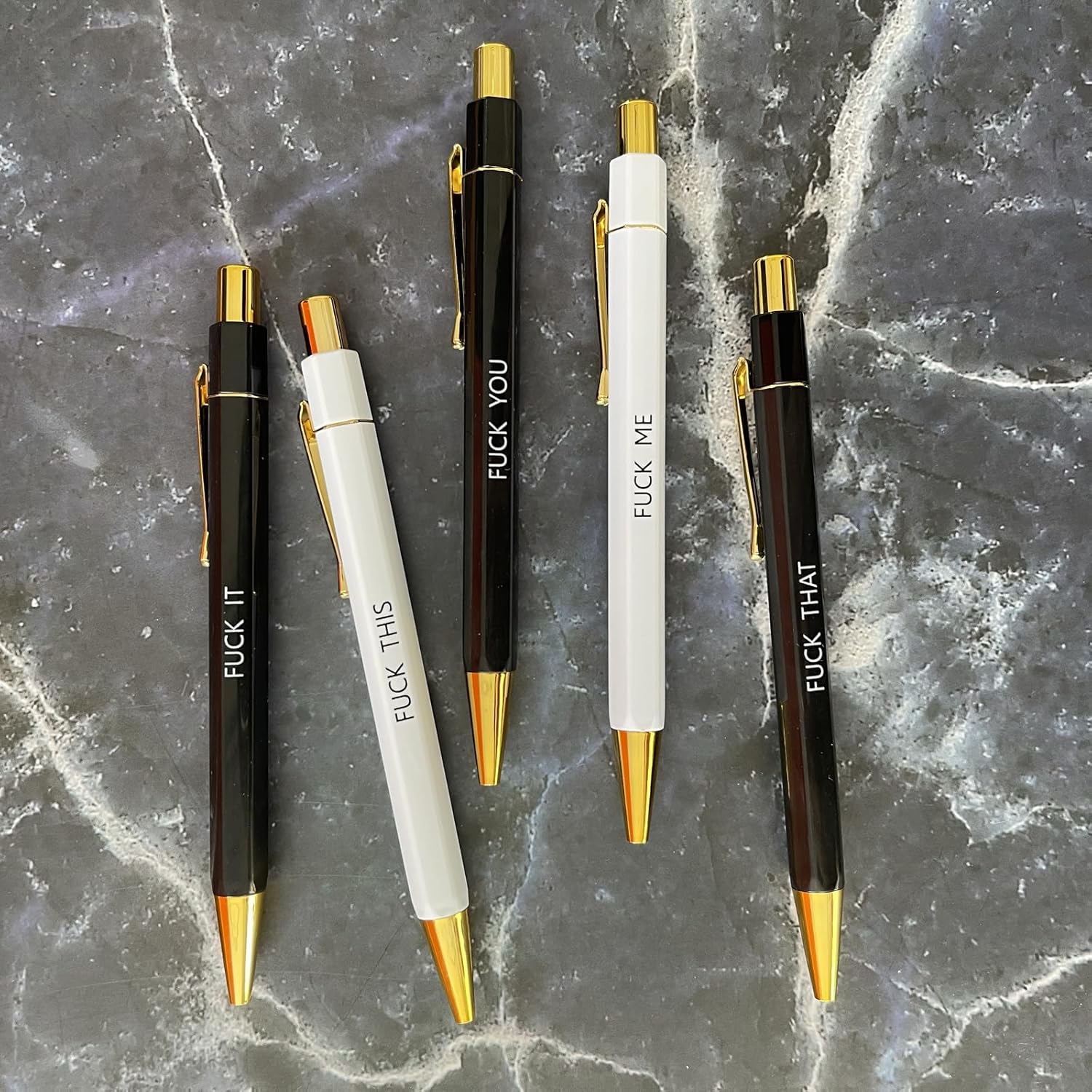 Juego de 5 bolígrafos divertidos, Swear Word Daily Pen Set, bolígrafos de tinta negra de 0.039 pulgadas, bolígrafo de servicio al cliente, juego de