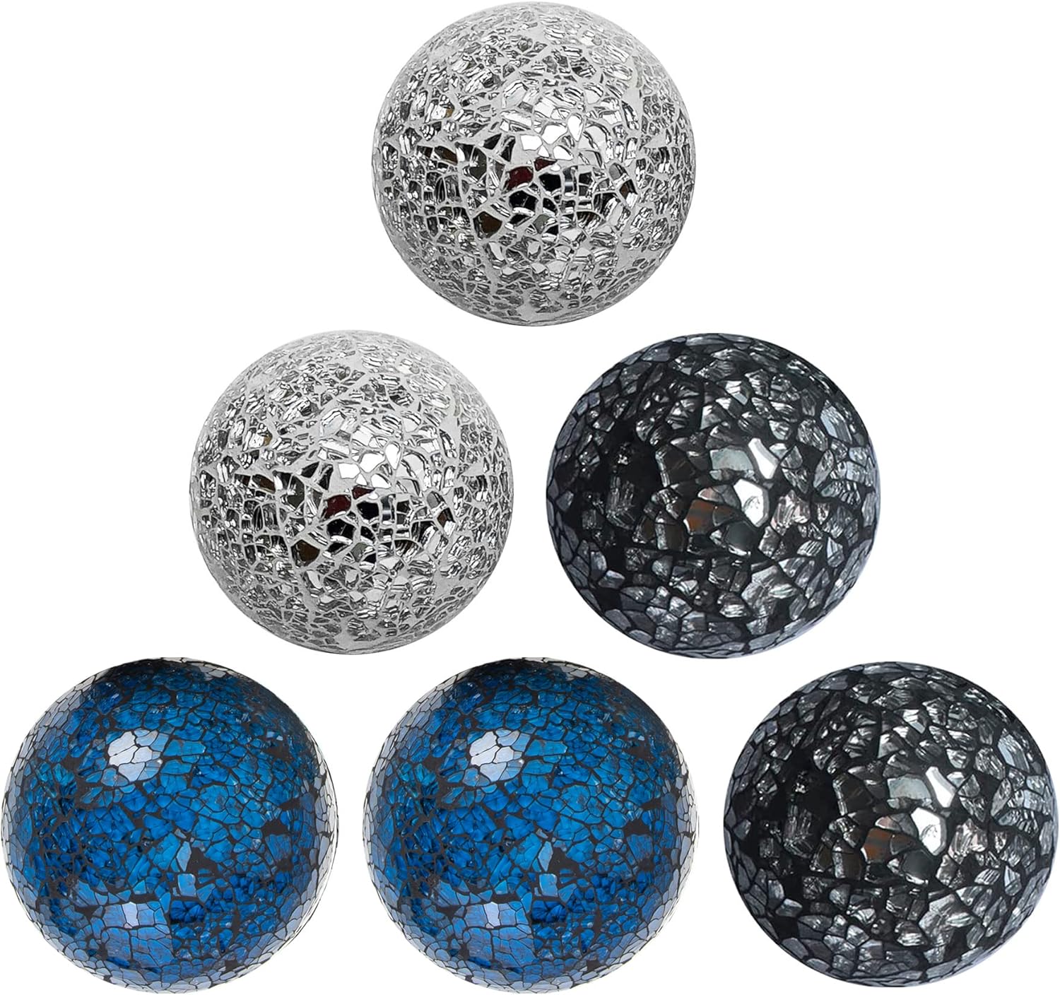 Juego de 6 bolas decorativas de vidrio de 3 pulgadas, globo de esfera de mosaico para artículos del hogar, bodacumpleaños, cuencos, jarrones,