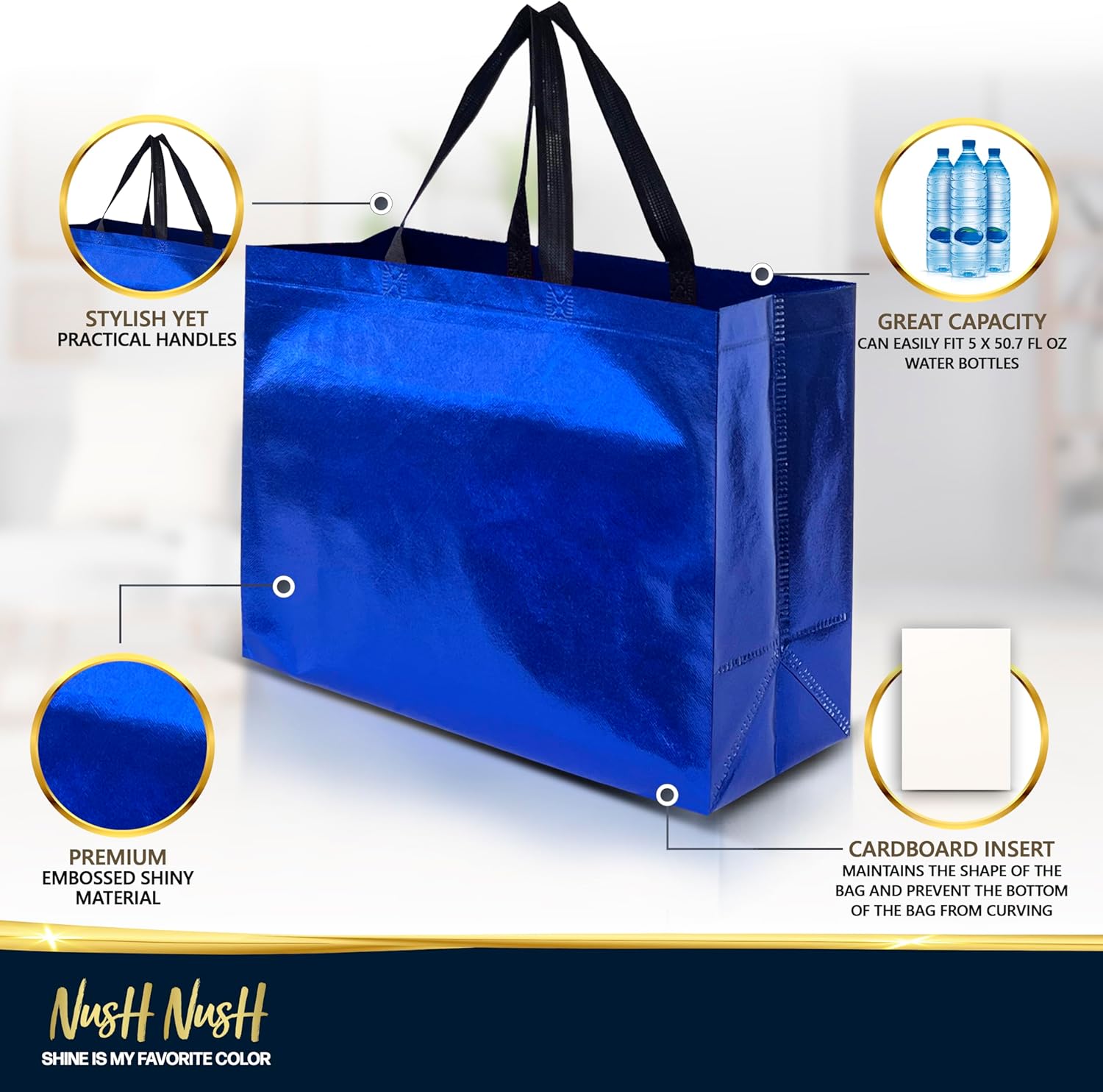 Nush Nush Bolsas de regalo de colores mixtos de tamaño extra grande  Juego de 12 bolsas de regalo reutilizables de seis colores vibrantes con
