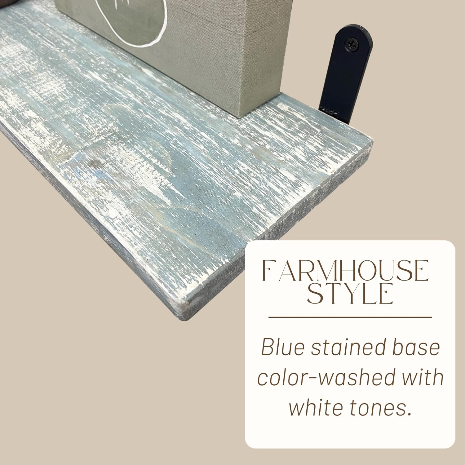 Barn Walls Estantes flotantes – Juego de cuatro – Esmalte en polvo azul, diseño de granja, montaje en pared.