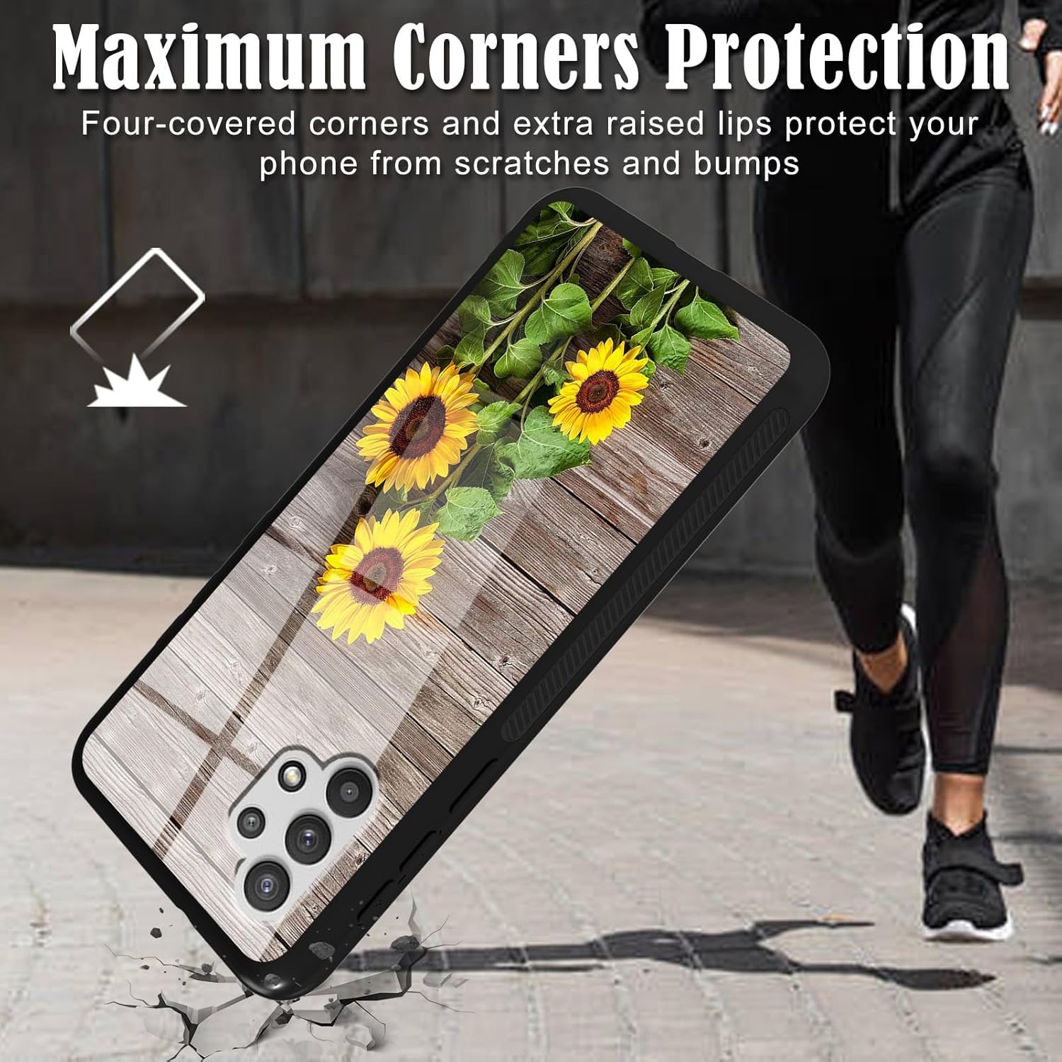 Funda para Samsung Galaxy A32 5G a prueba de golpes de TPU suave para mujeres y hombres, contraportada dura de vidrio templado antiarañazos para