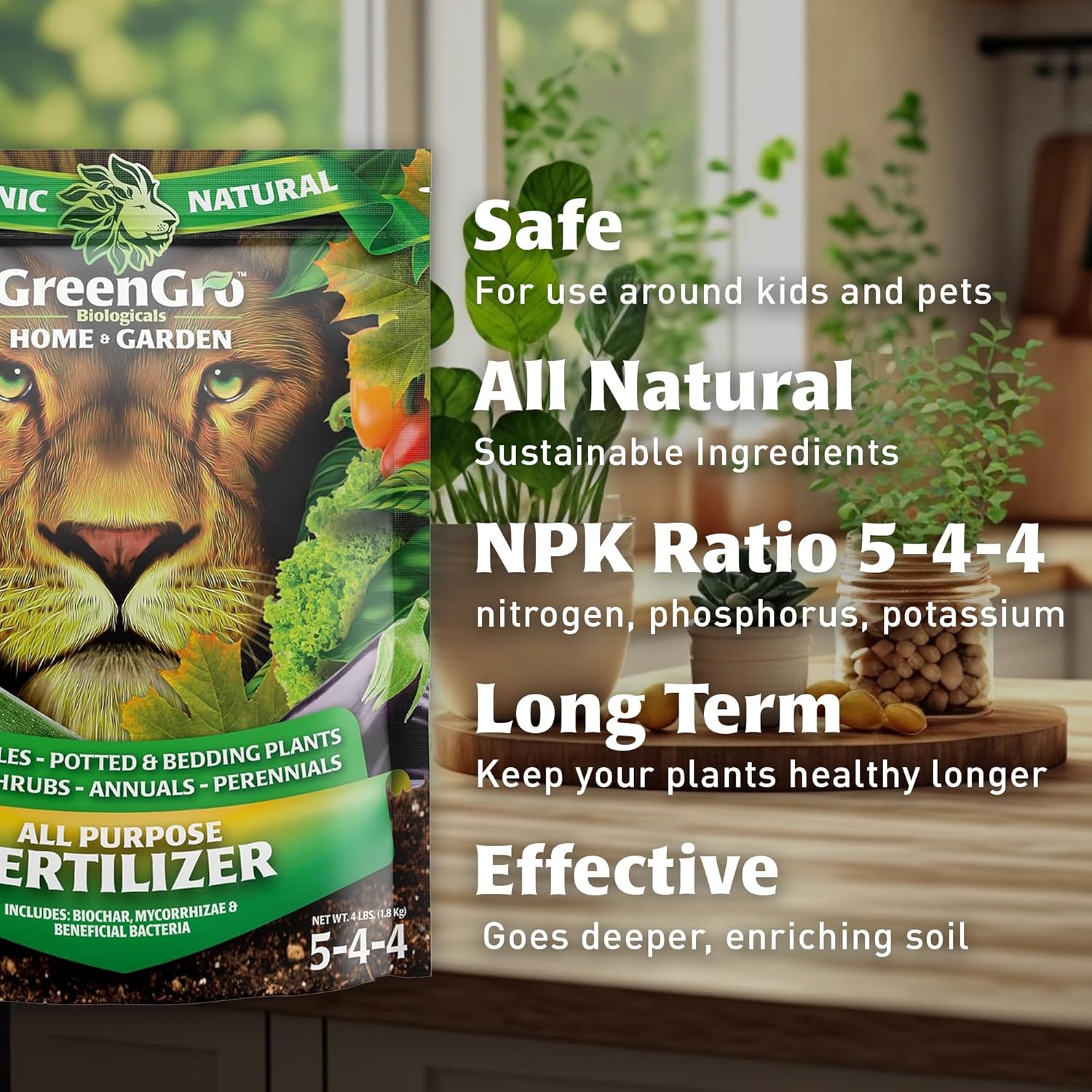 GreenGro Fertilizante orgánico multiusos  Alimento para plantas de interior y exteriorIdeal para huertos y plantas de interiorNutrientes avanzados