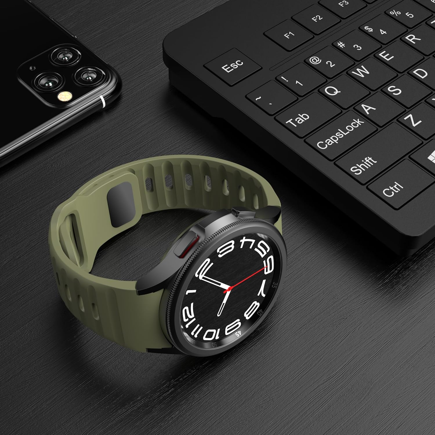 Paquete de 3 correas resistentes sin huecos compatibles con Samsung Galaxy Watch 6 5 4 de 1.575 pulgadas, 1.732 pulgadasGalaxy Watch 6 Classic de