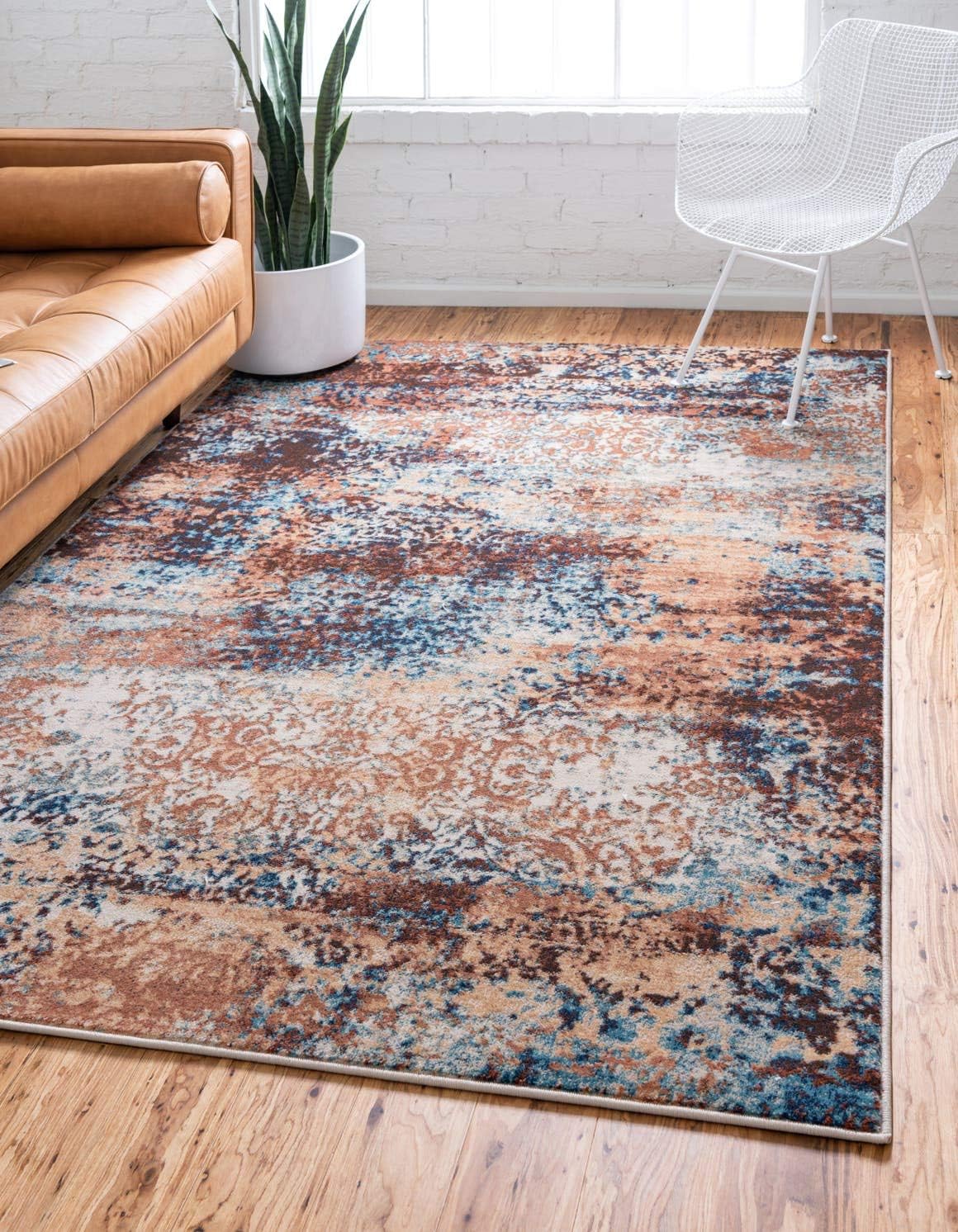 Unique Loom Mystic Collection – Alfombra de área de color sena (5 pies 1 pulgada x 8 pies, rectangular, ladrillo rojoazul)