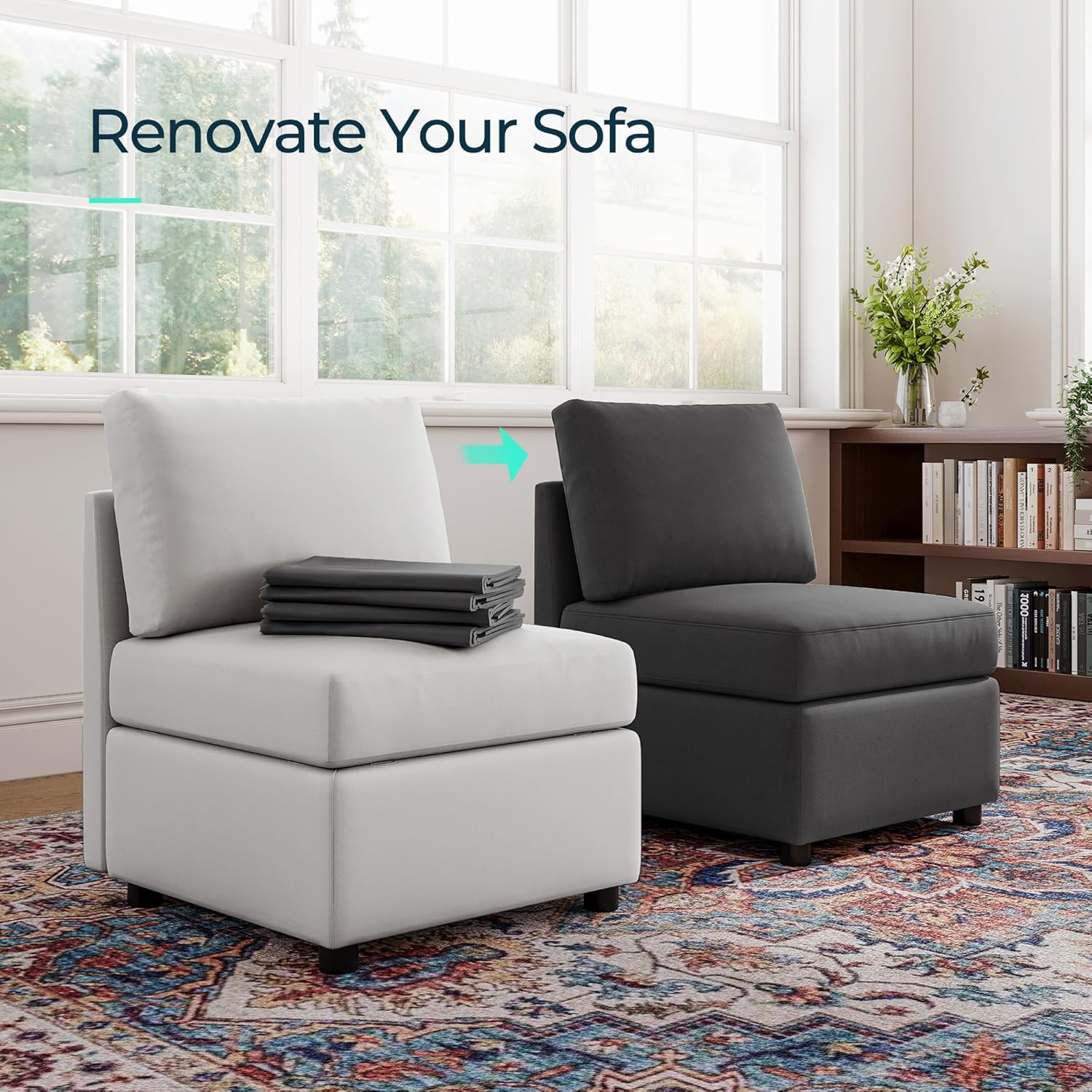 LINSY HOME Funda modular de sofá modular para un solo asiento, fundas de sofá lavables, incluye fundas de respaldo, cojín de respaldo, cojín de