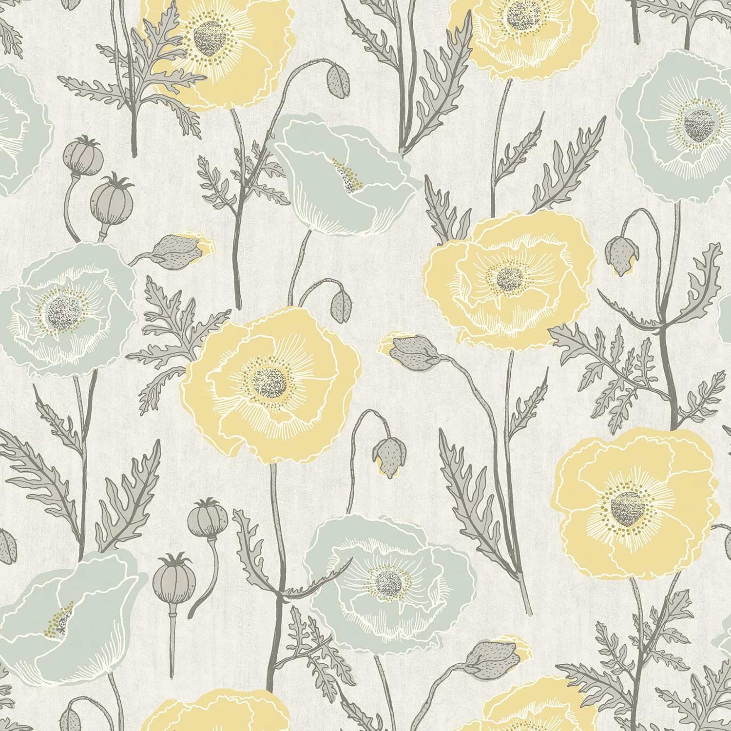 Jen Hewitt Poppy Field – Papel tapiz para despegar y pegar, color aguamarina