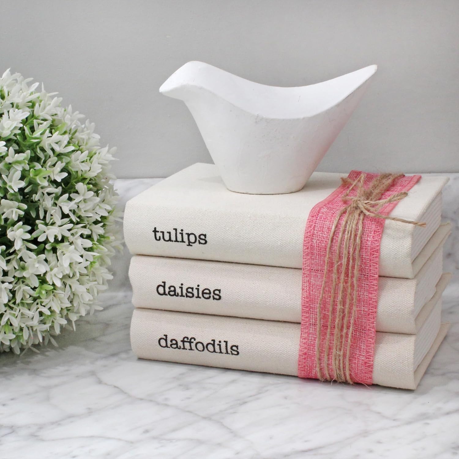 AuldHome – Juego de libros de Pascua decorativos con envoltura de cinta de arpillera