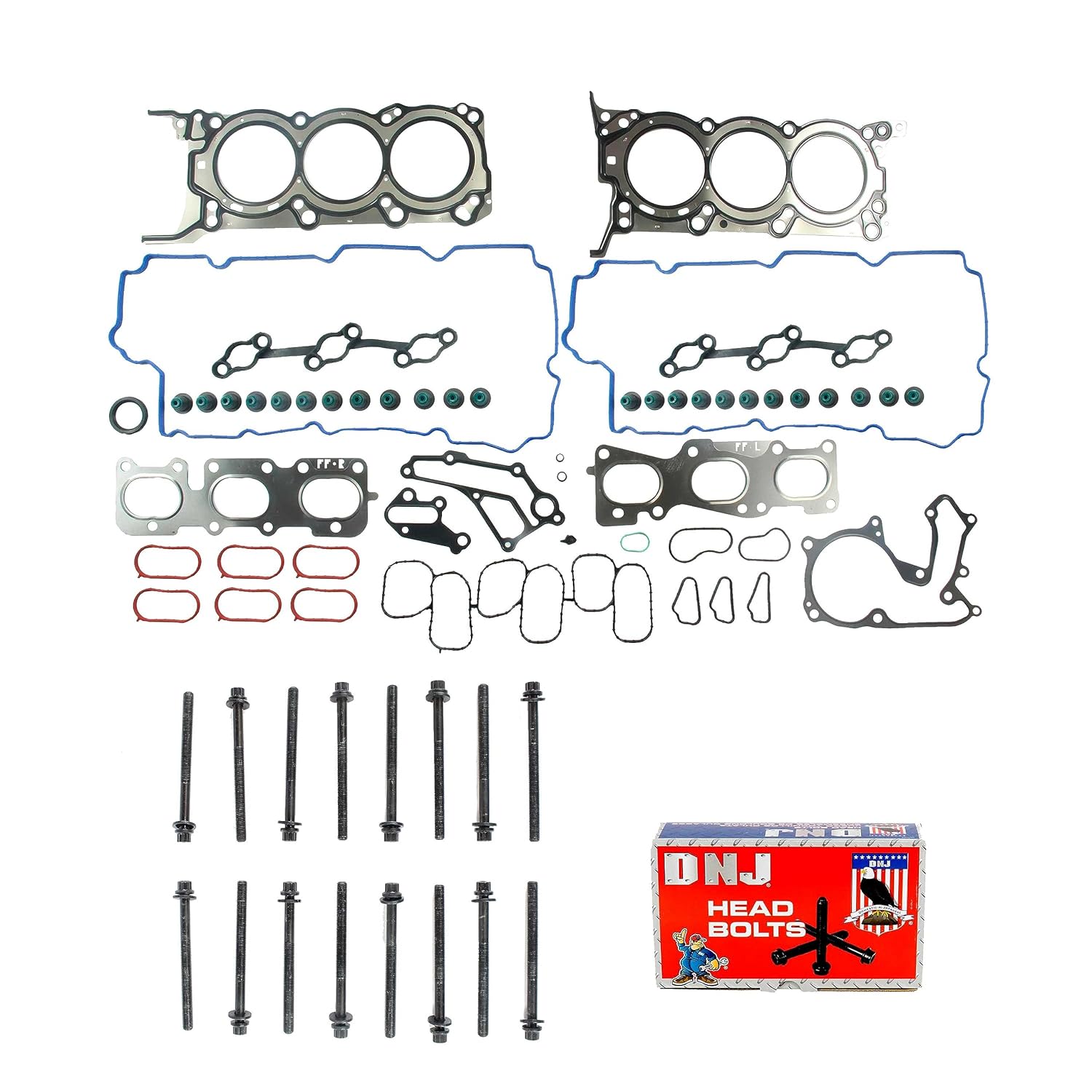 DNJ HGB197 Juego de juntas de culata con kit de pernos de cabeza para Hyundai Azera 3.3L V6 3342cc 24V DOHC 2012-2016
