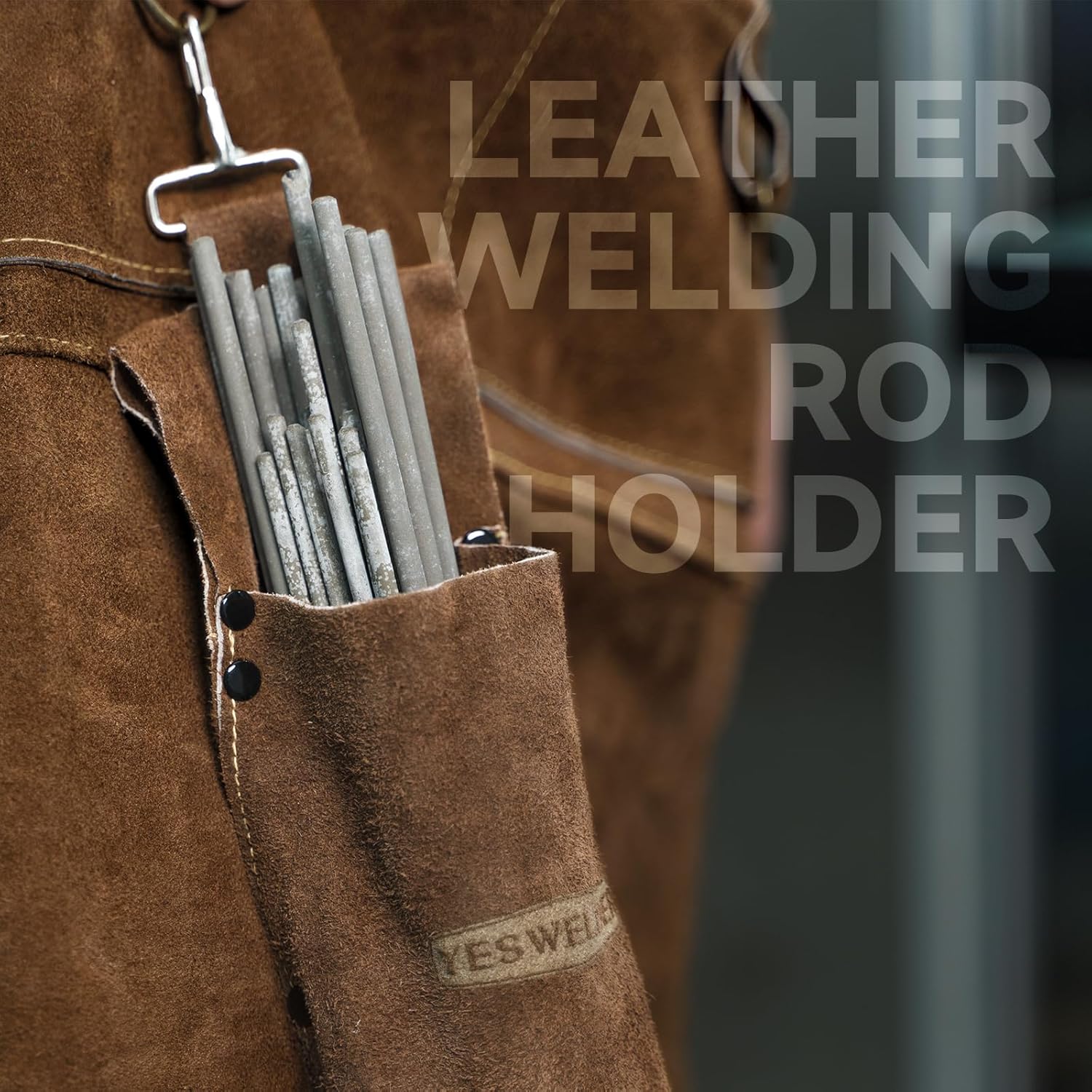 YESWELDER Sostenedor de varilla de soldadura de cuero de vaca ignífugo,Bolsa de varilla de electrodos espesados,Puedo de almacenamiento de