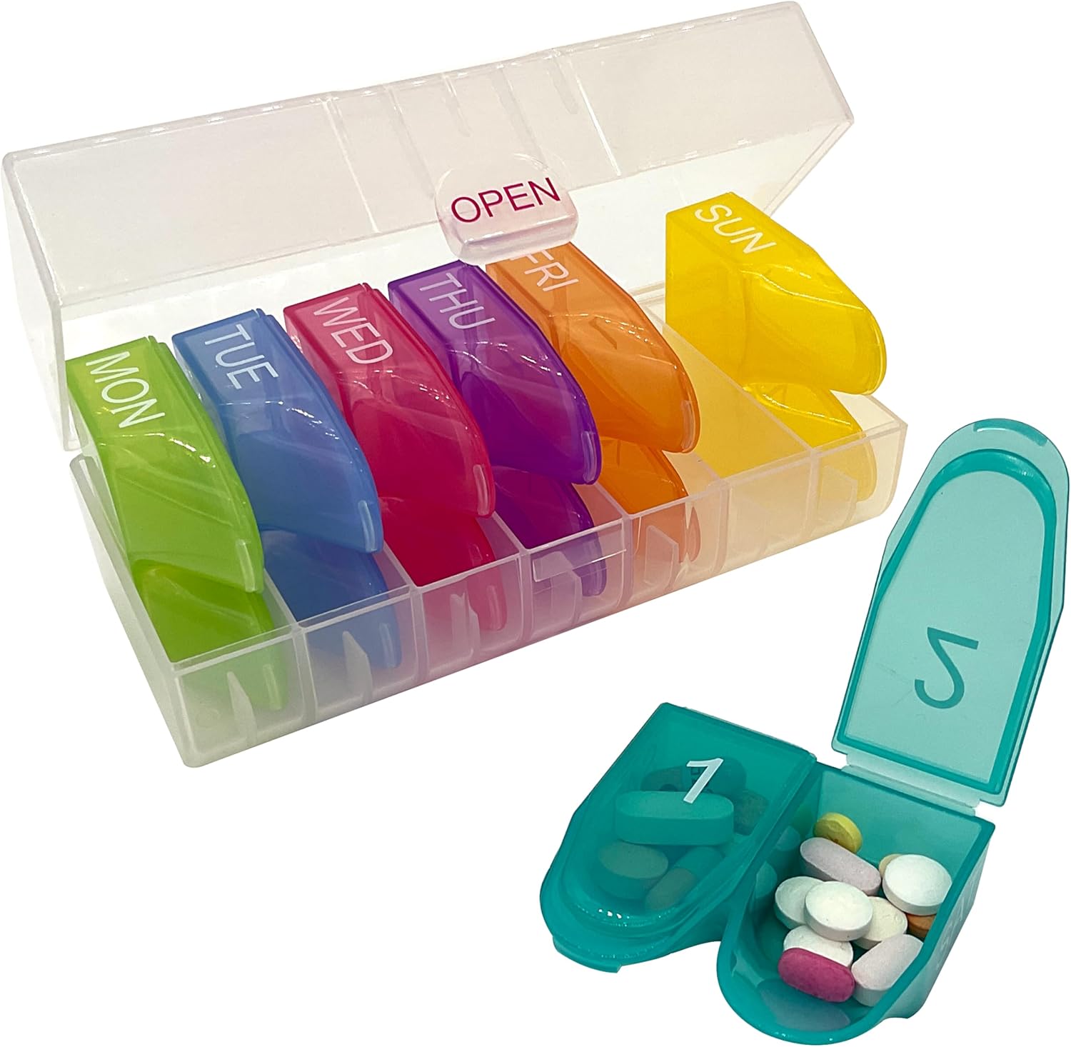 e-Pill MediShot – Organizador semanal de pastillas para píldoras y suplementos de 2 veces al día x 7 días