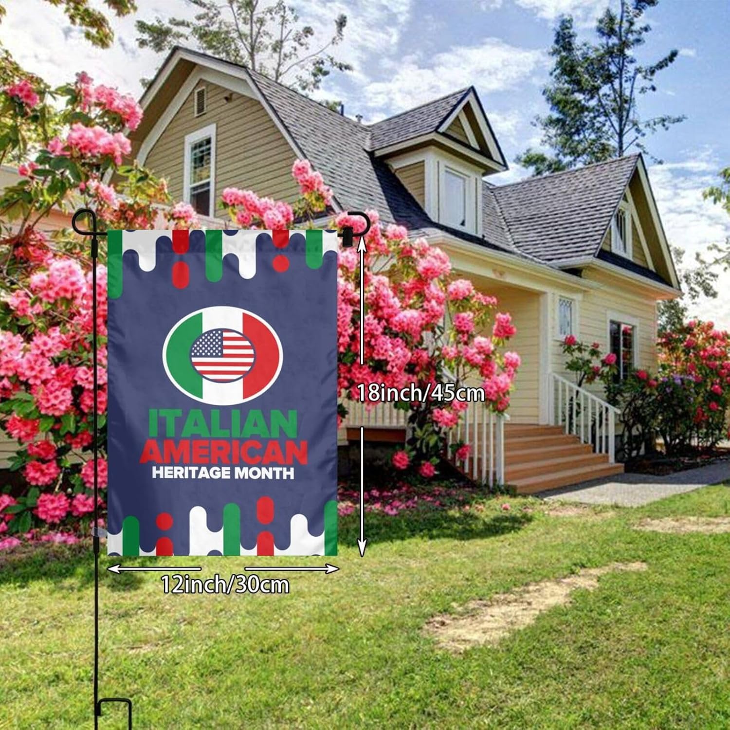 Banderas del mes del patrimonio italiano americano, bandera de jardín de doble cara para decoración al aire libre para casa, boda, vacaciones, 12 x